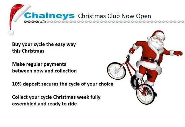 It’s that time of year again where we have to think about the big fella squeezing down the chimney!! Our Christmas club is now open, you can secure a bike of your choice from our extensive range and have it built ready to collect Christmas Week