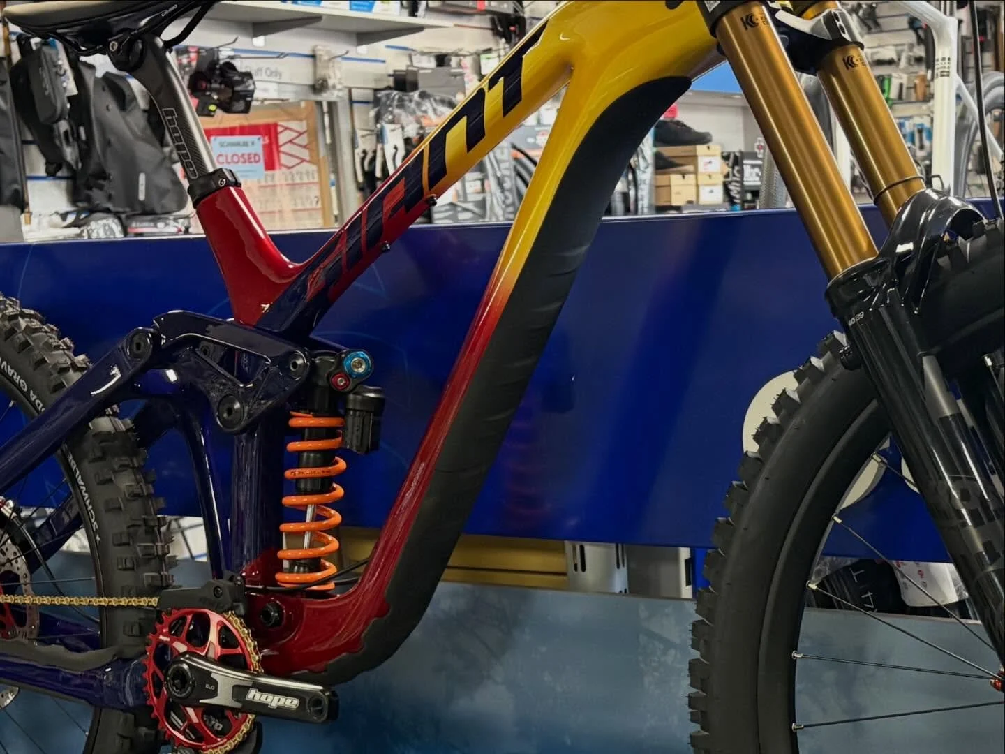 When the build on the @giantuk Glory #dhbike is complete but we have yet to take some proper photos. It only feels right to give you a little teaser. 💥❤️

Why not pop along for the @hopetech open weekend next Friday between 11am and 5pm or Saturday 