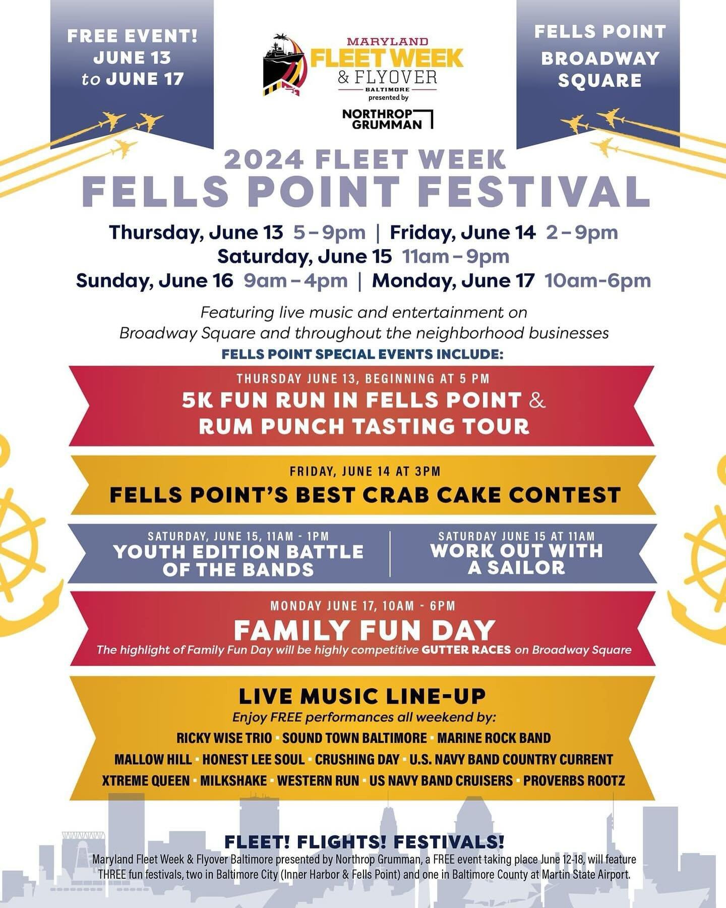 Save the Date for Fleet Week and all the festivities happening in Fell&rsquo;s Point!⚓️ #fellspointmainstreet #fellspoint #fleetweek #mdfleetweek