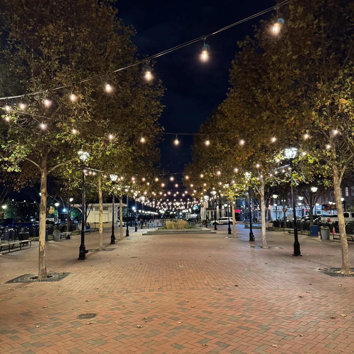Loving all the beautiful string lights sprinkled around Fell&rsquo;s Point especially these on Broadway Square. ✨✨ #fellspointmainstreet #fellspoint #neighborhood