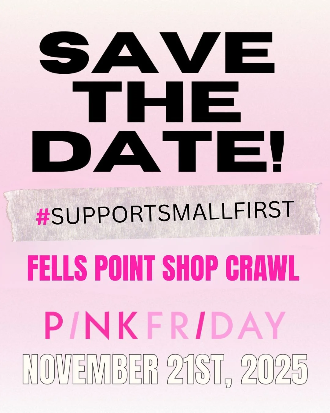 ✨Join us for Fell&rsquo;s Point&rsquo;s first ever Pink Friday Shop Crawl from 12-7p on Friday, November 21st. Enjoy a &ldquo;charming&rdquo; day of holiday shopping with local small businesses. ✨

Start at Fells Point Surf where you&rsquo;ll receive