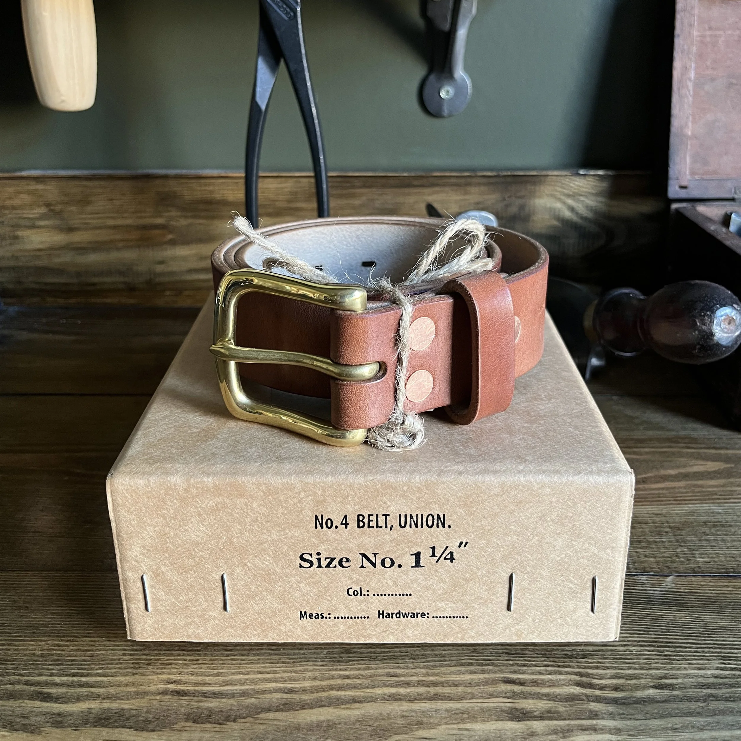 British Handmade Leather Belt with Brass buckle