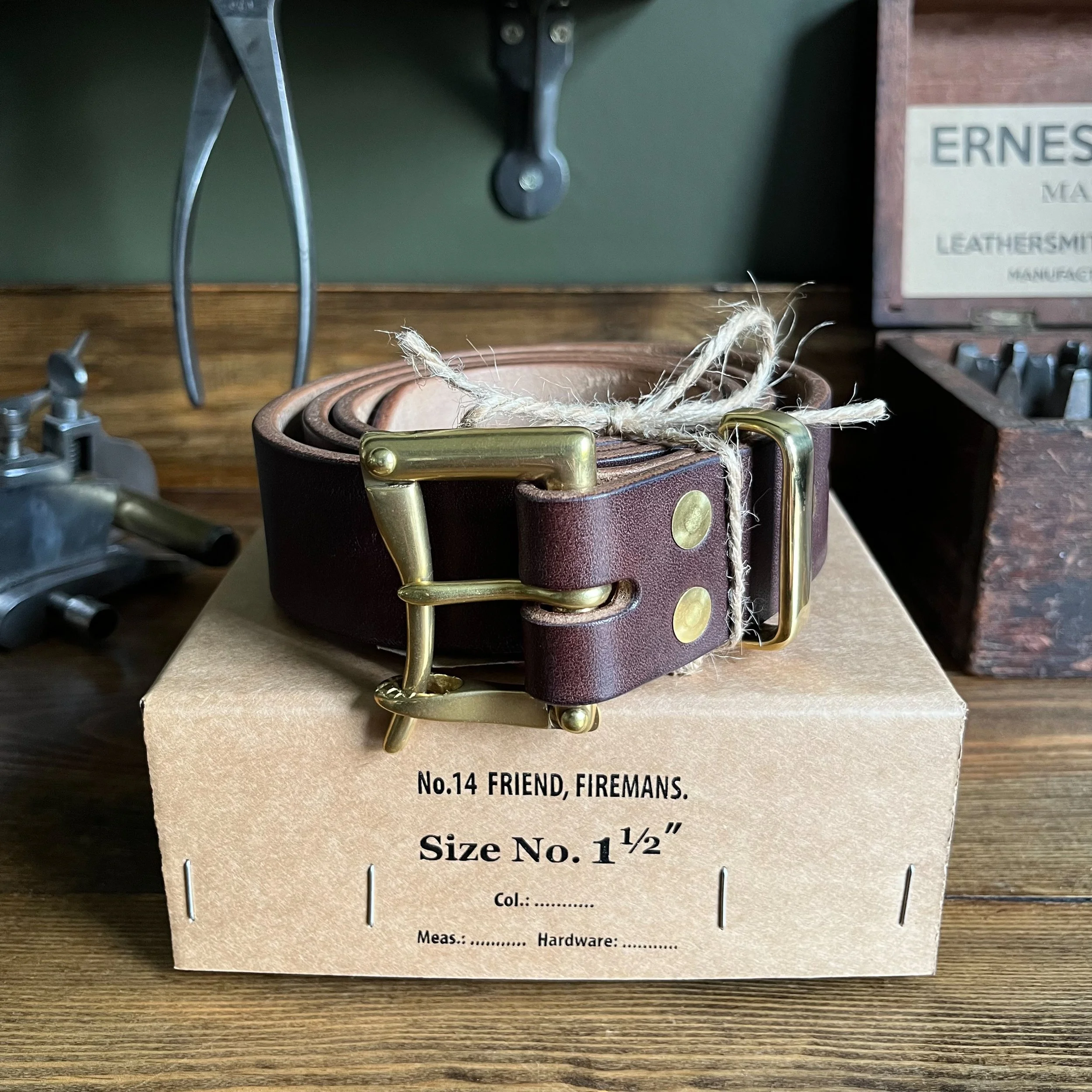 Firemans Quick Release Oak Bark Leather Belt British Handmade