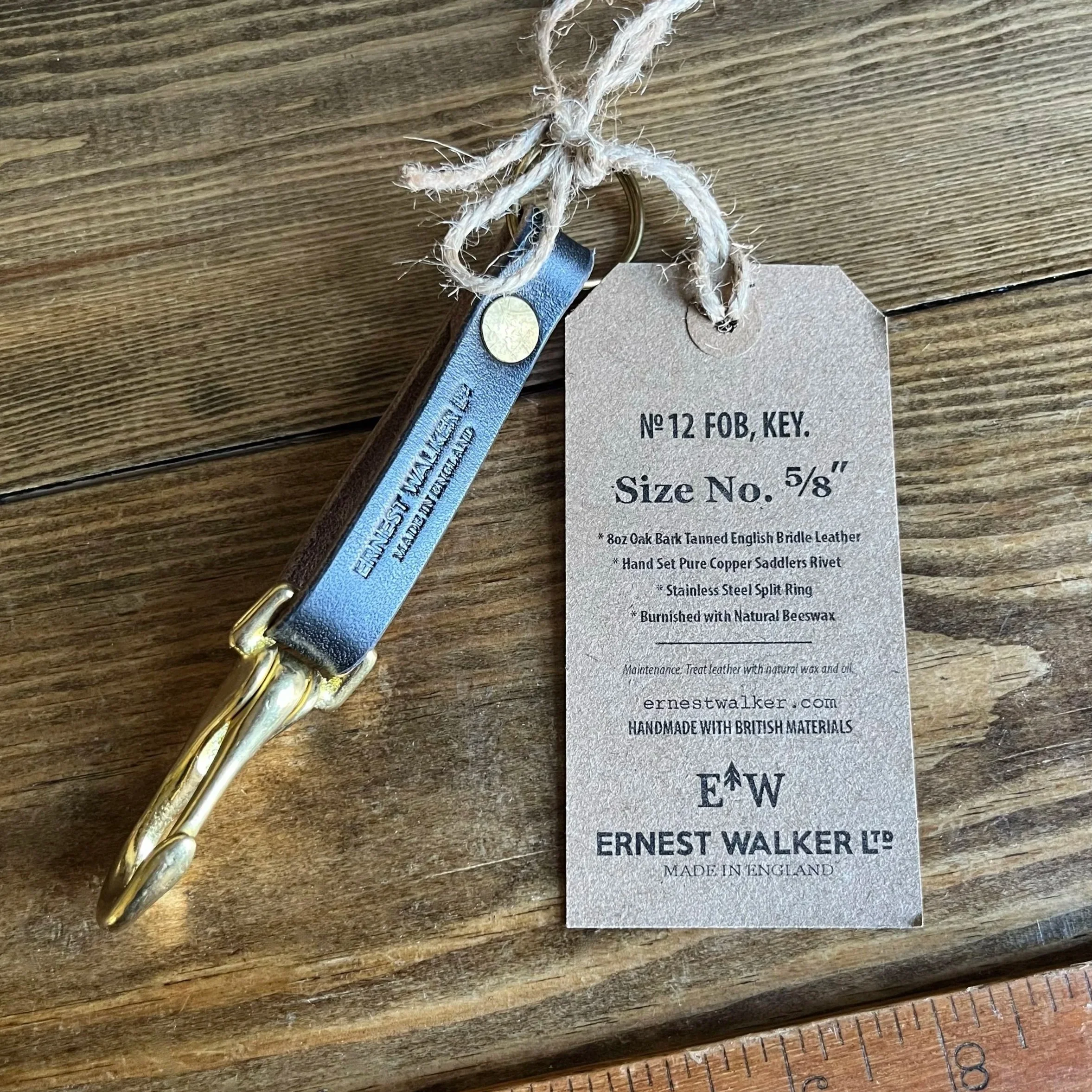 Handmade Leather Key Fob with Brass Clip