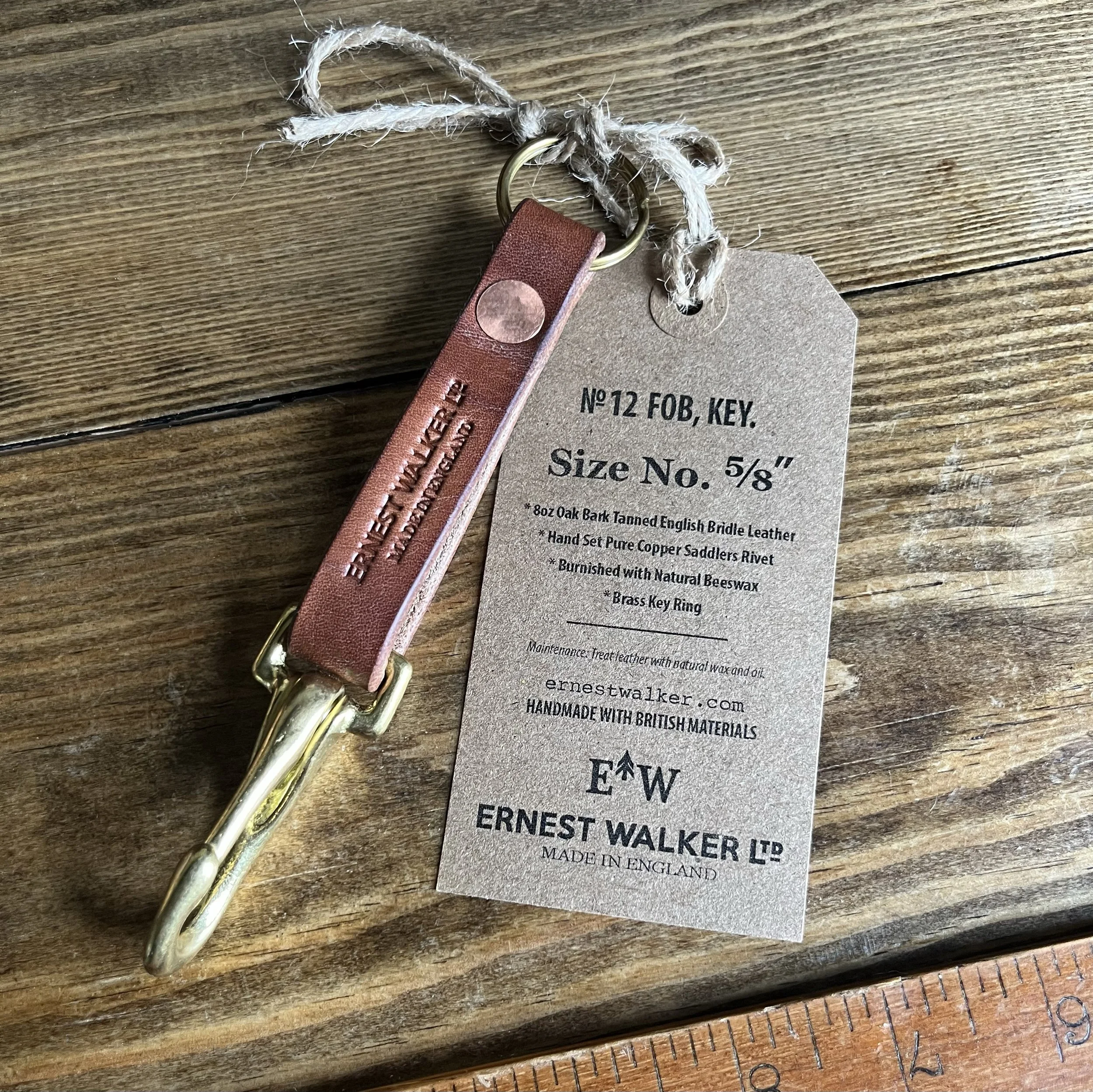 Handmade Leather Key Fob With Brass Clip