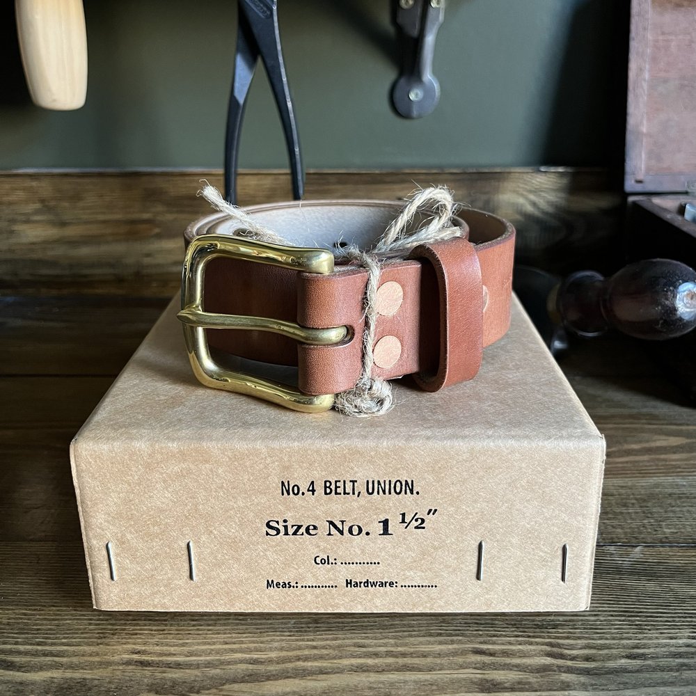 Handmade oak bark leather, heavy duty belt with solid brass  display picture 1