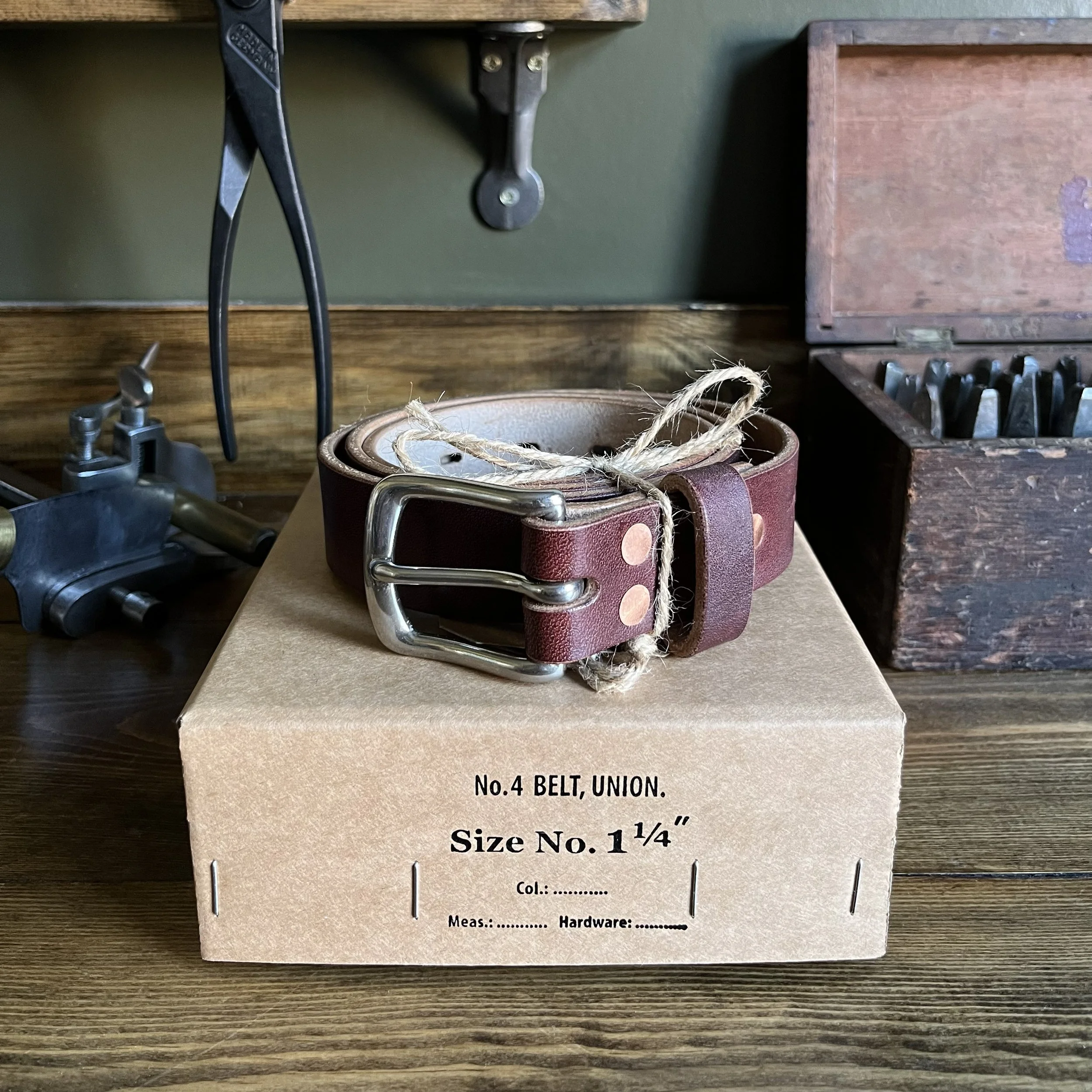 British Handmade Leather Belt with Steel Buckle