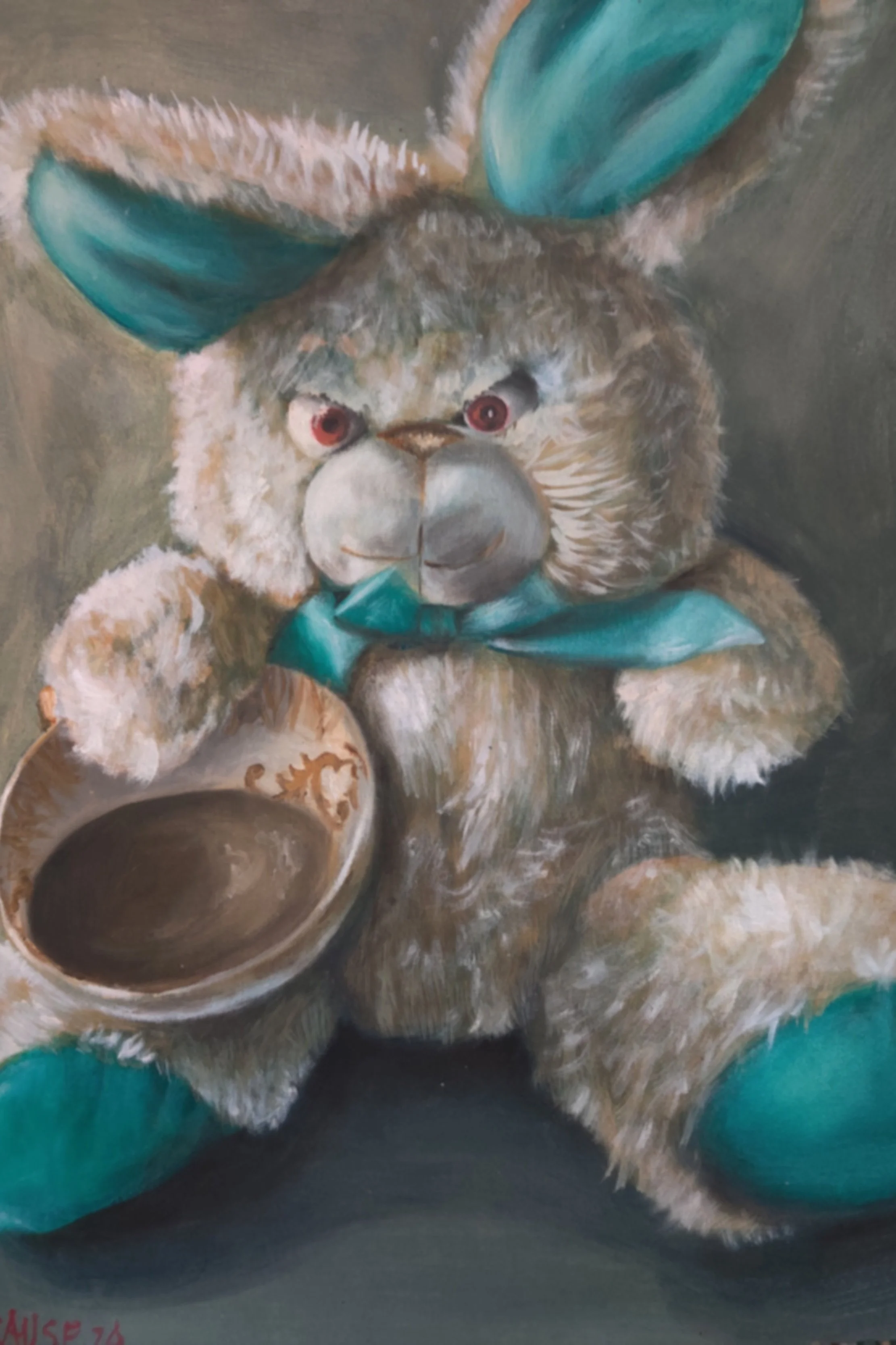 Bunny Tea Party No. 2, 18"x 24", oil on canvas panel, 2020