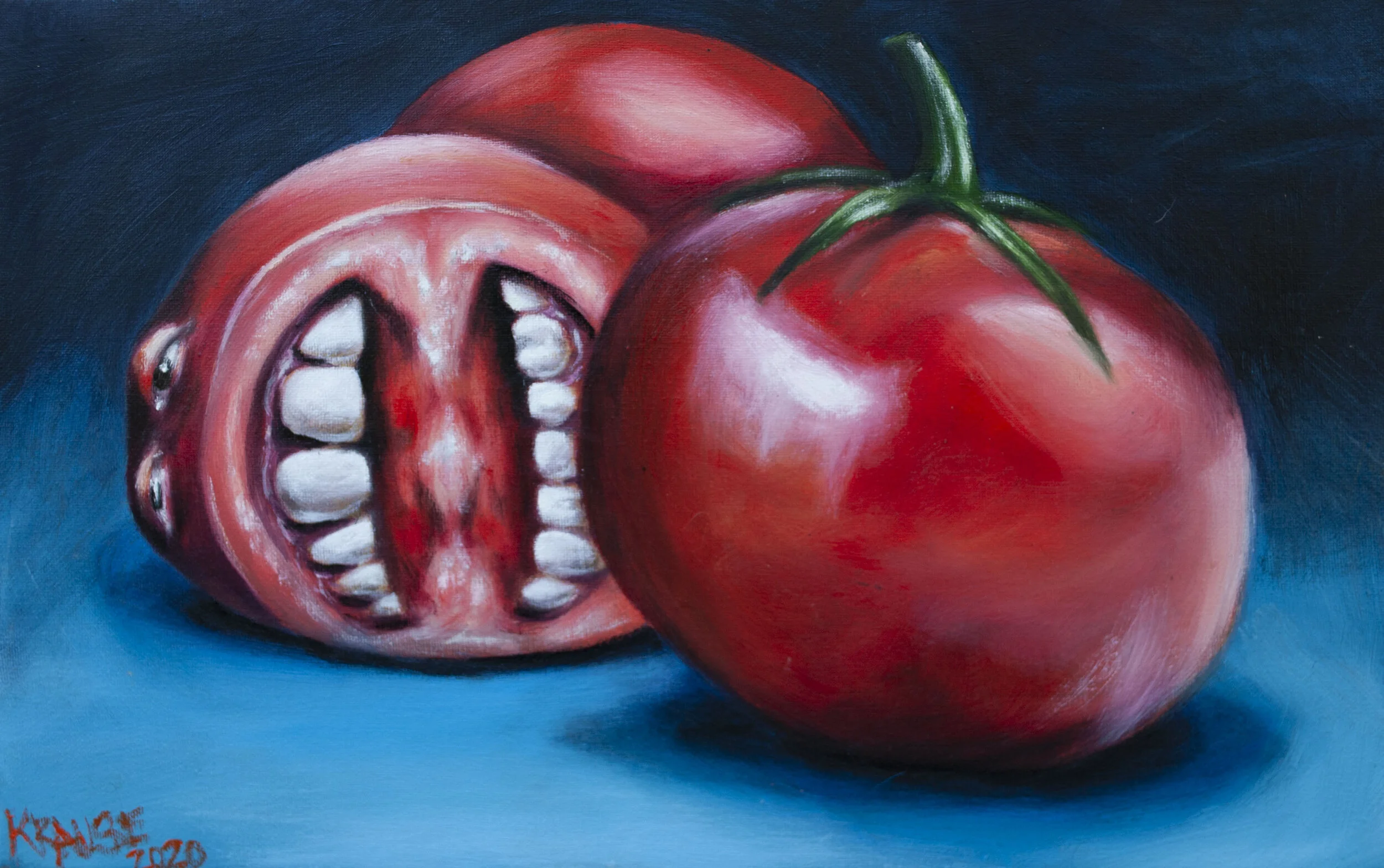Toothy Tomatoes, 12"x16", oil on canvas, 2020