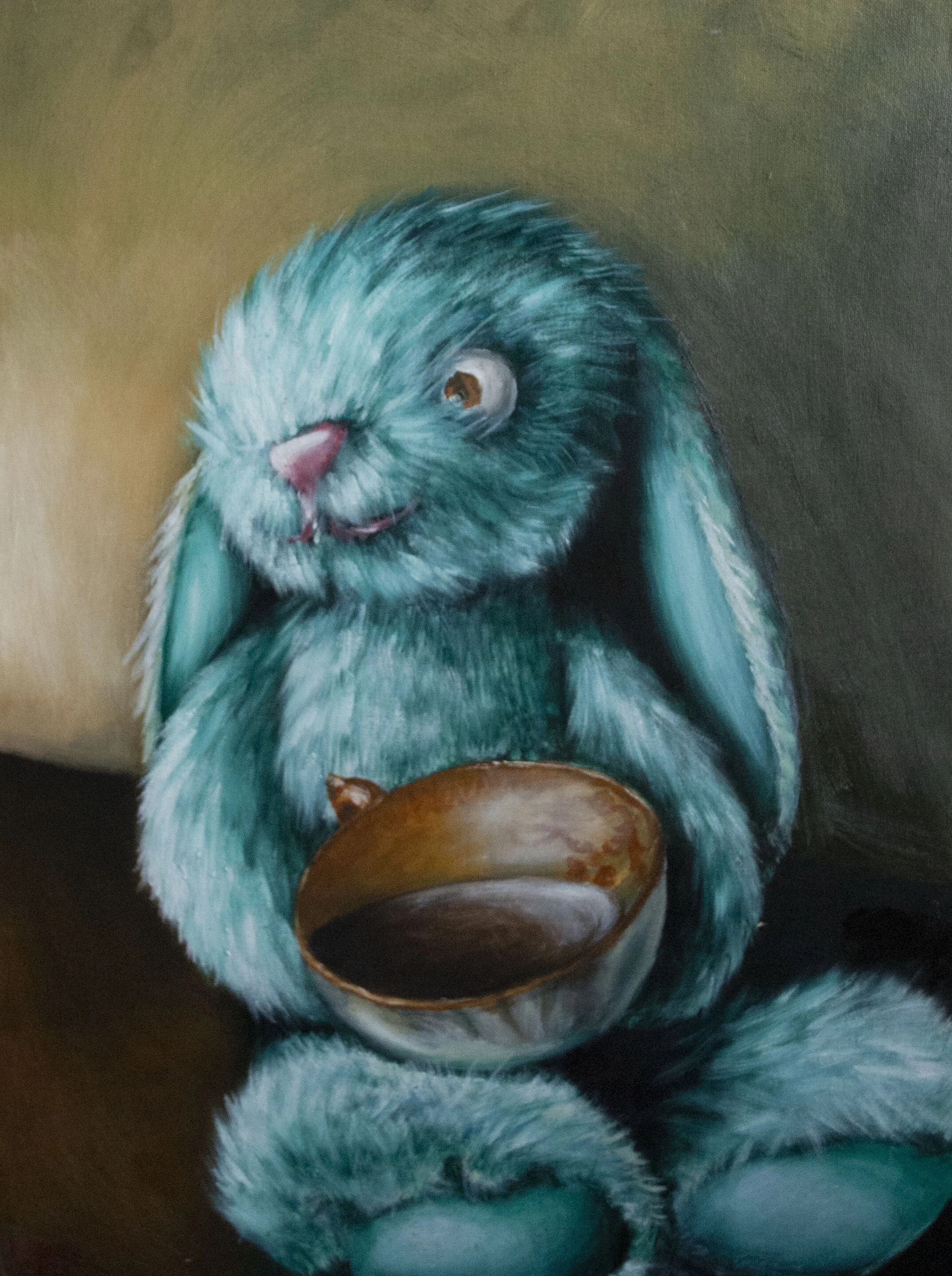 Bunny Tea Party No. 1, 18"x 24", oil on canvas panel, 2020