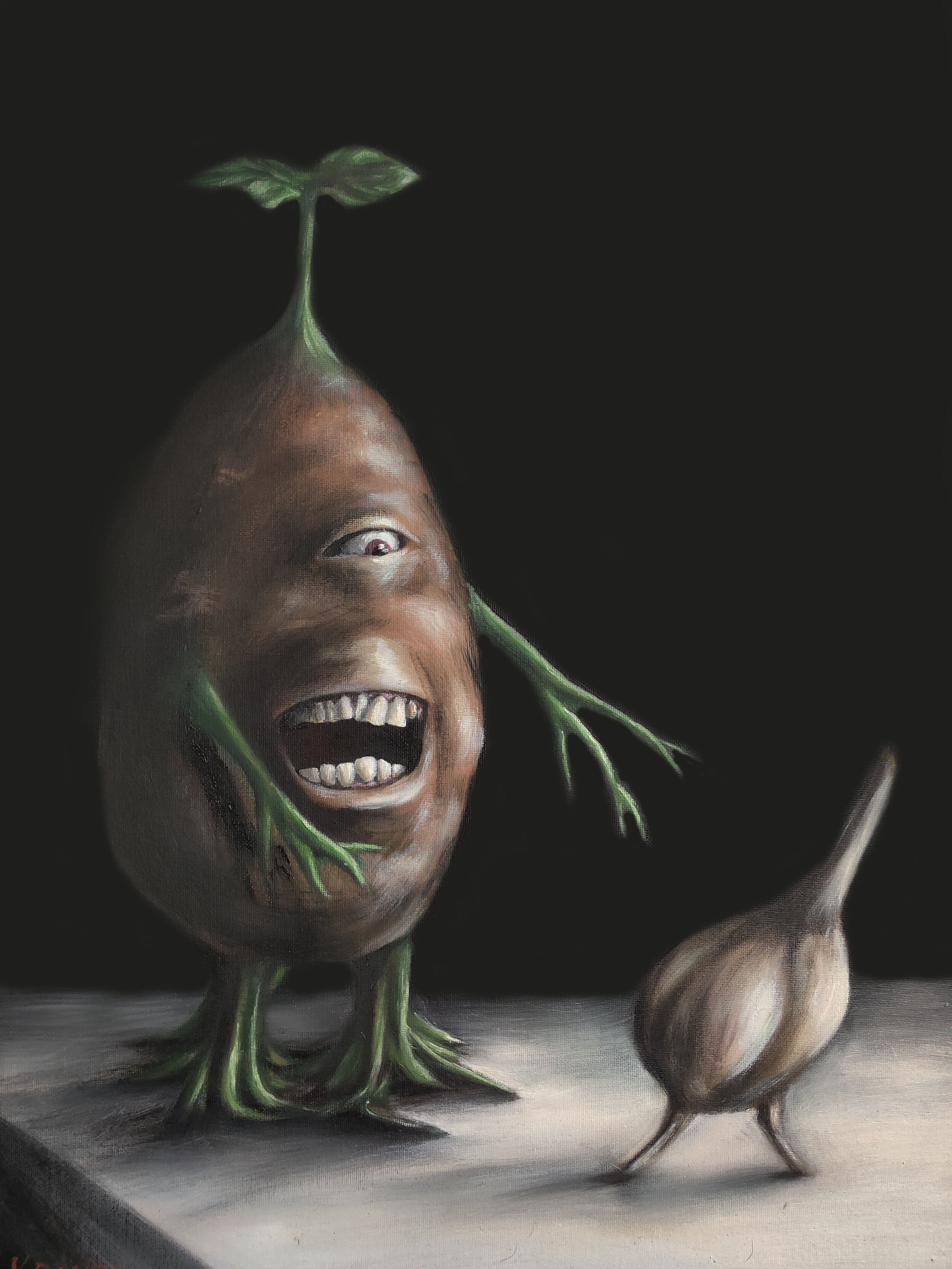 Potato Monster, 18"x24", oil on canvas panel, 2020