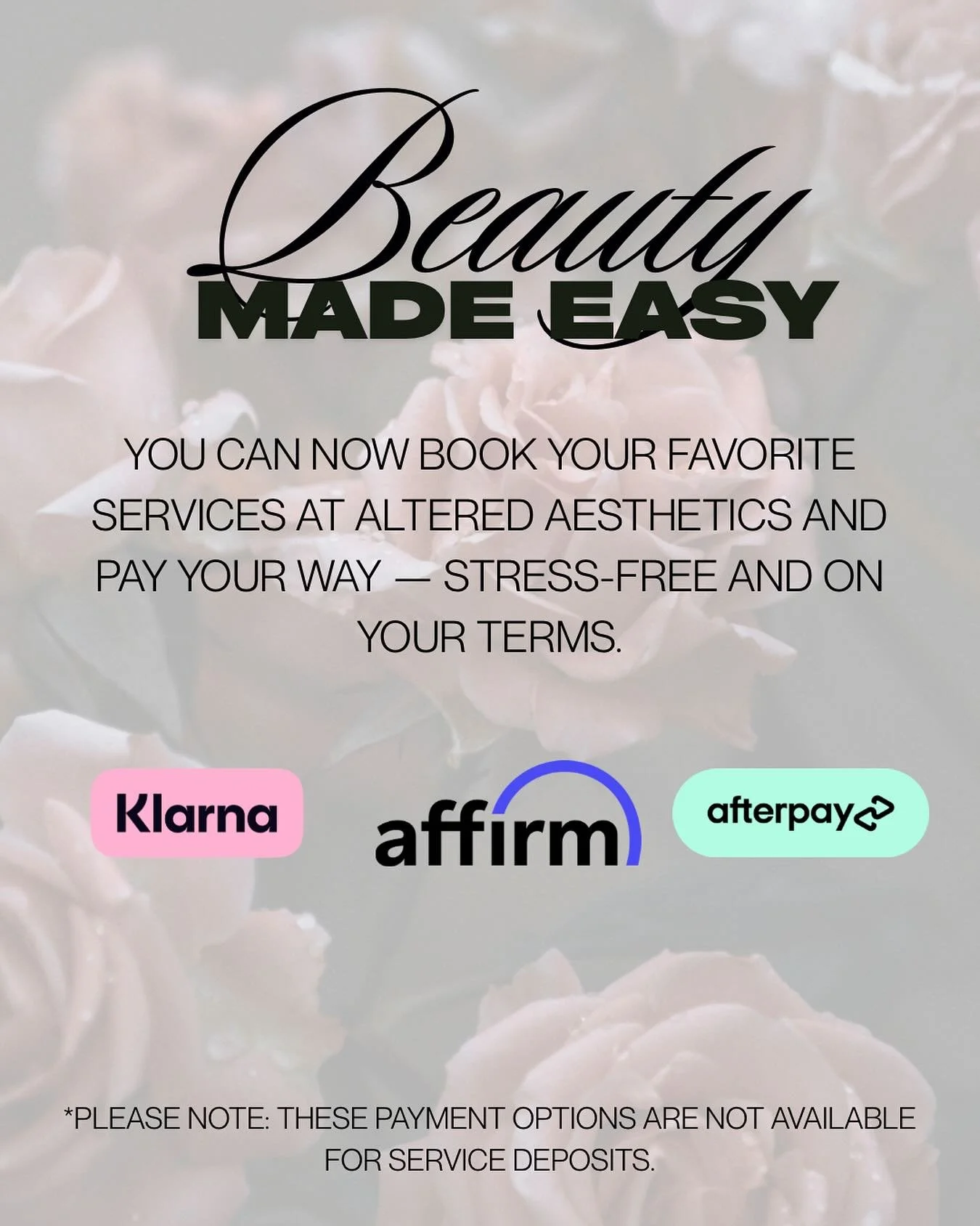 Because self-care shouldn’t break the bank 💋
We now accept Afterpay, Klarna + Affirm!
Get the brows, lips, or lashes you’ve been dreaming of — and split your total into easy payments.
✨ Book now, pay later, glow always ✨
#AlteredA