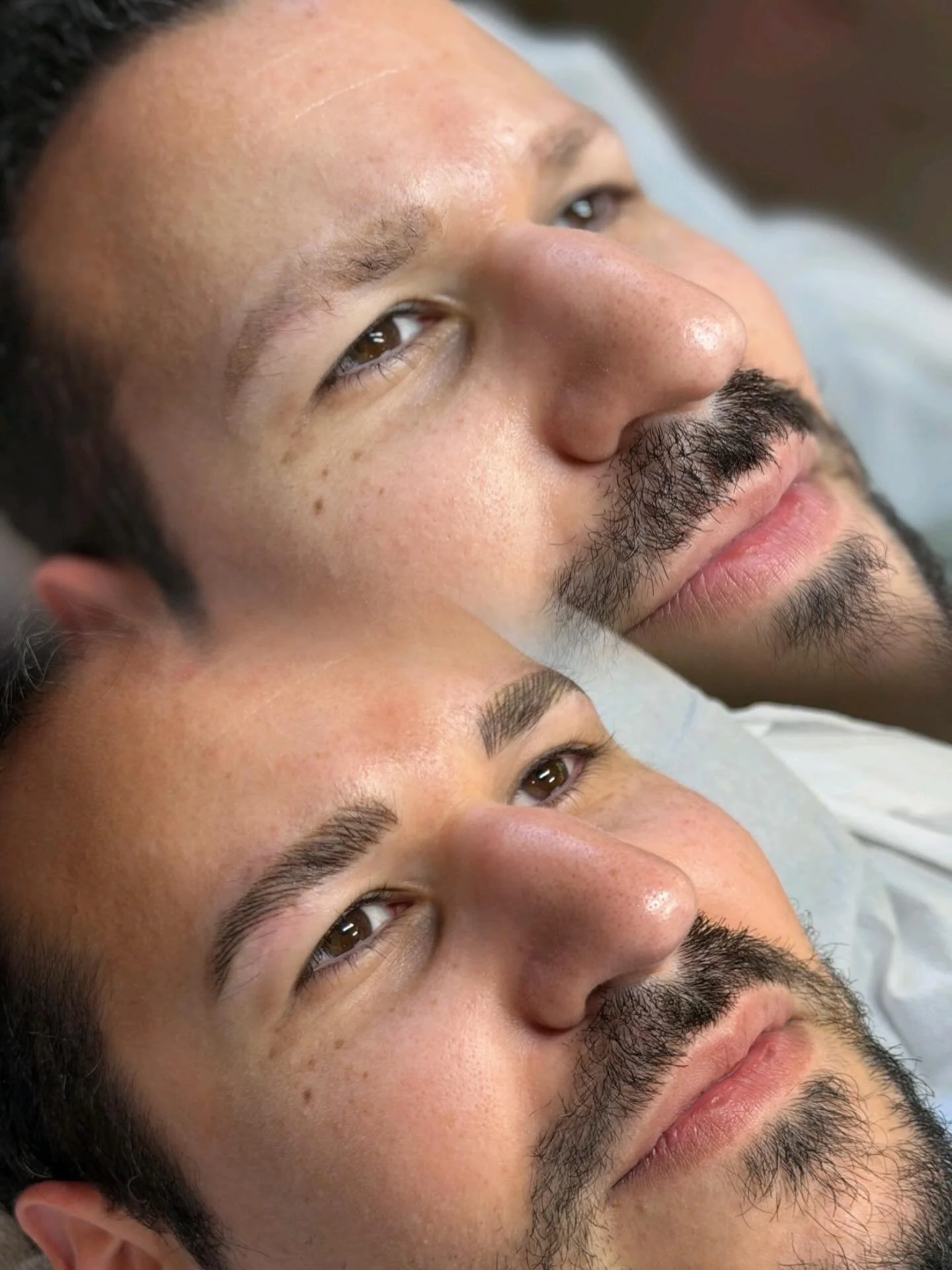 This client came in with previous microblading but wanted something fuller and more natural&mdash;less structured, more masculine. Nano brows created that lived-in look with natural strokes that blend seamlessly, giving him the brows he always wanted