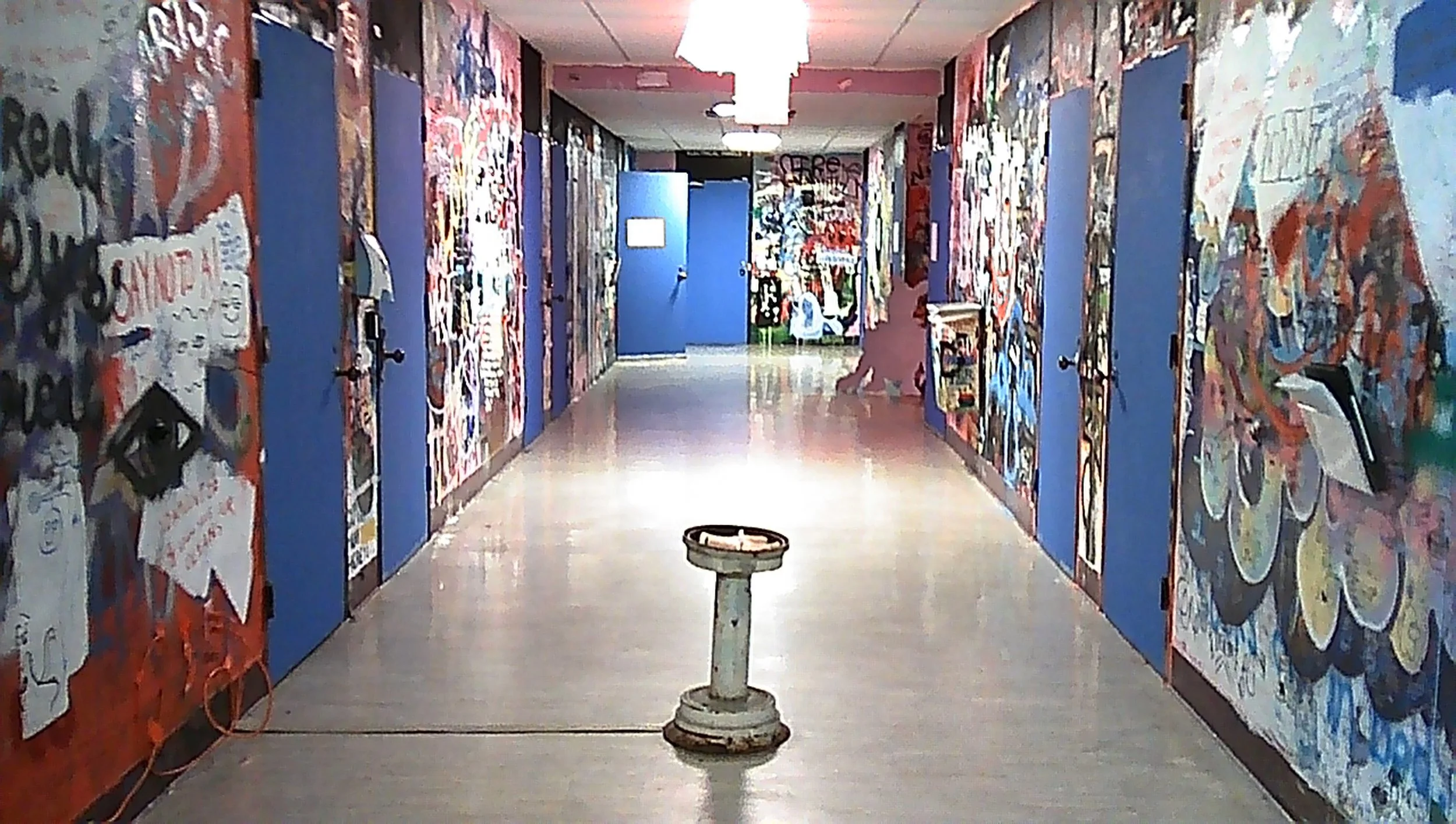 Fountain (CalArts), 2026
metal ashtray, found limb, submerged water pump, milk