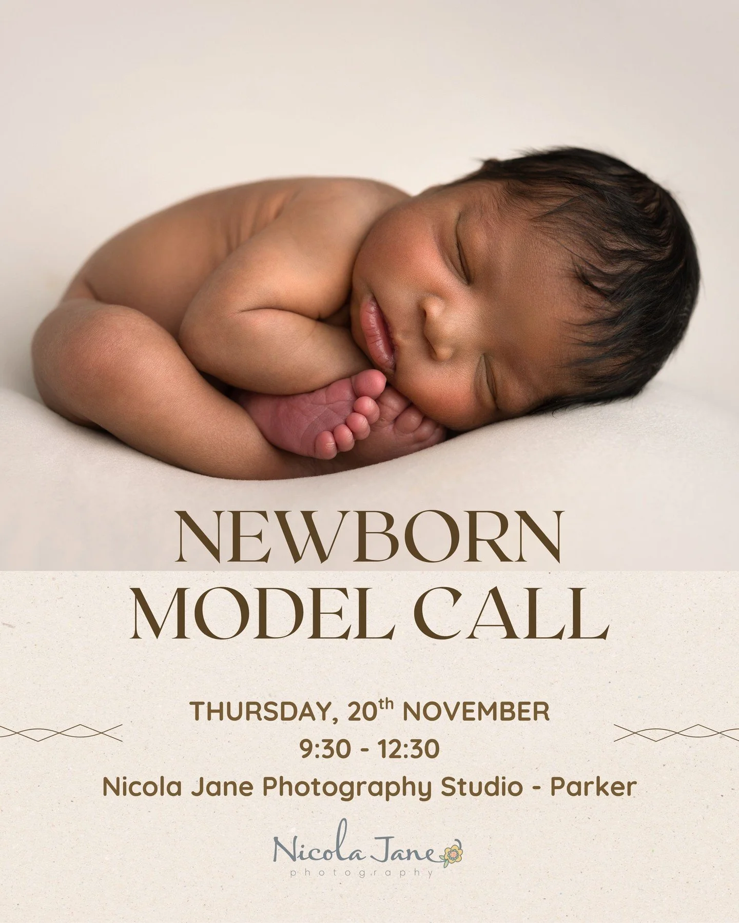 ** NEWBORN MODEL NEEDED ** 
I am looking for a newborn model for THURSDAY NOVEMBER 20th (9:30 - 12:30). Babies need to be born on or after 11/01/25. Parker Studio. 
🎁 Clients will be gifted with a gallery of FREE DIGITALS for their time. 🎁 
Please 