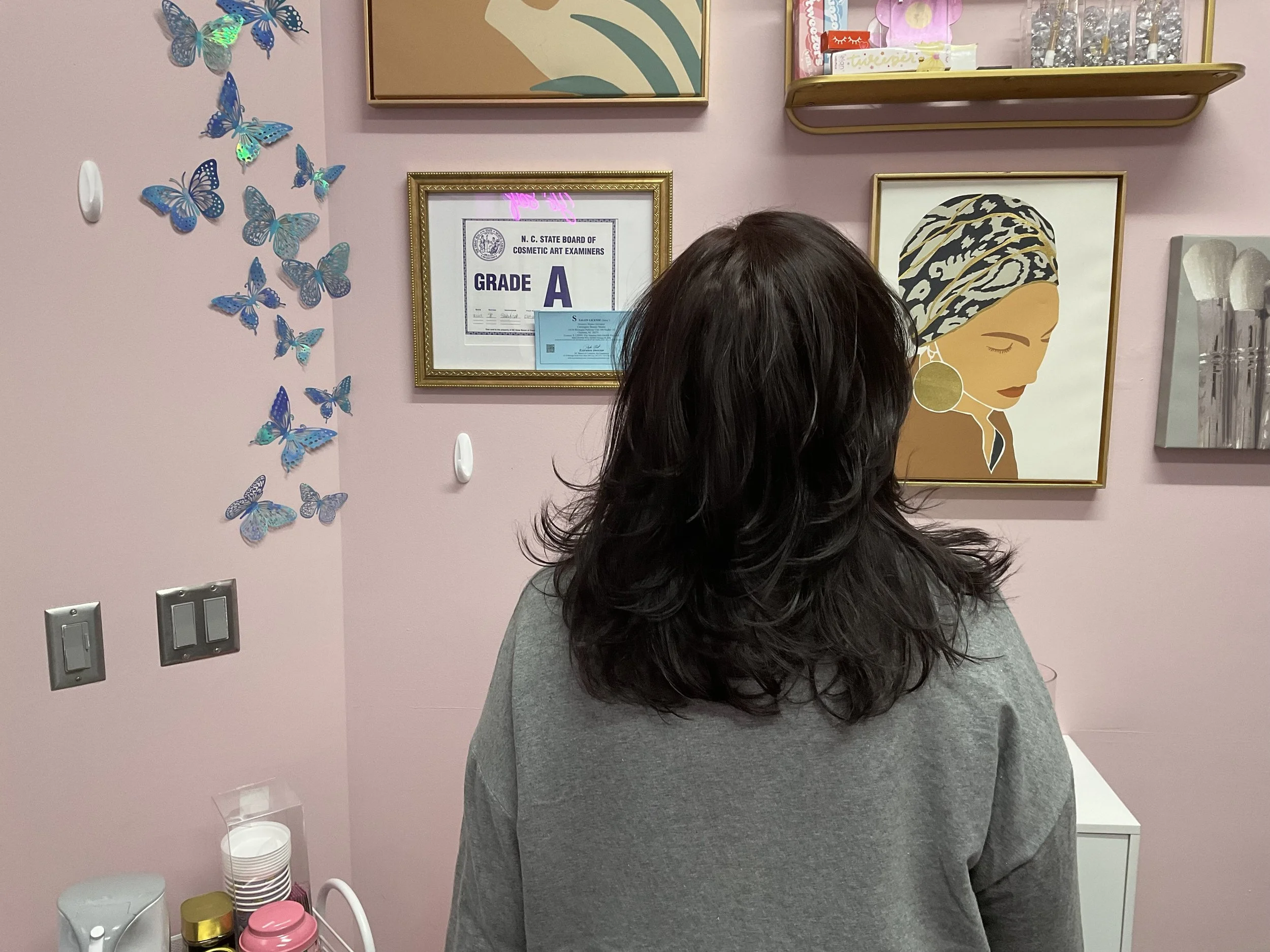 Haircut, blowdry and style