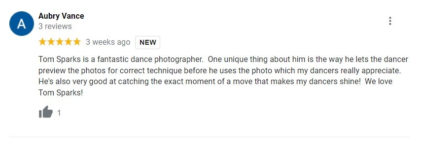 5 star review from dance mom