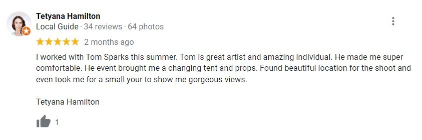 5 star review Murray photographer