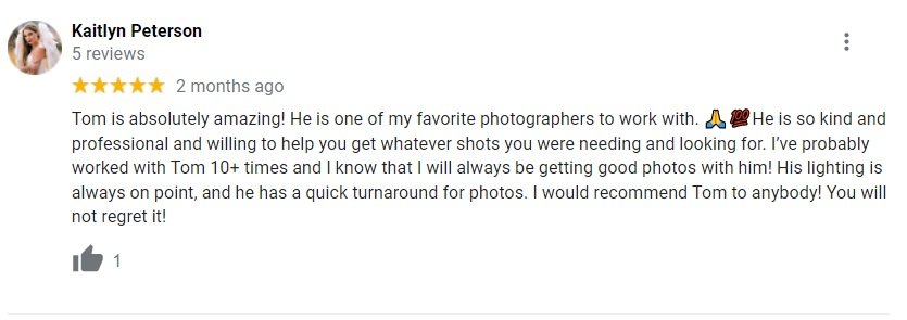 5 star review Salt Lake Cith photographer