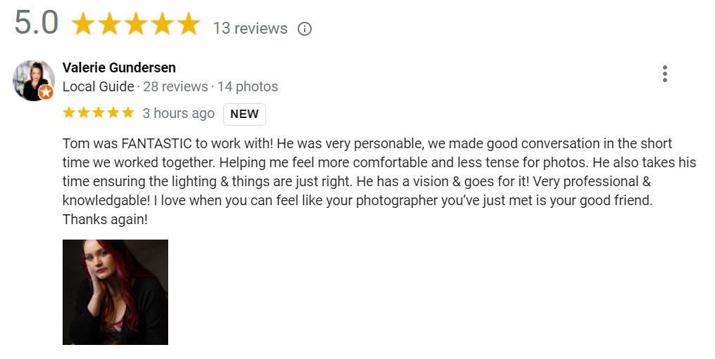 Local Guide Review of Tom Sparks Photography