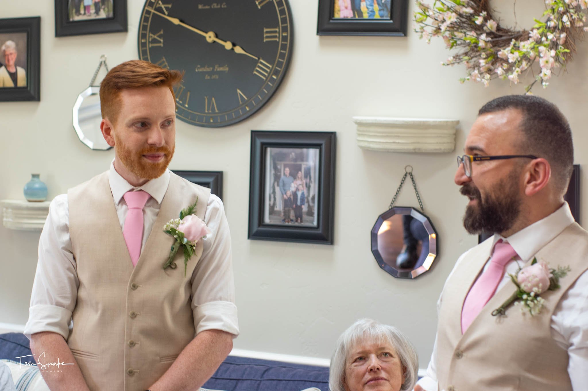 Two grooms exchanging vows