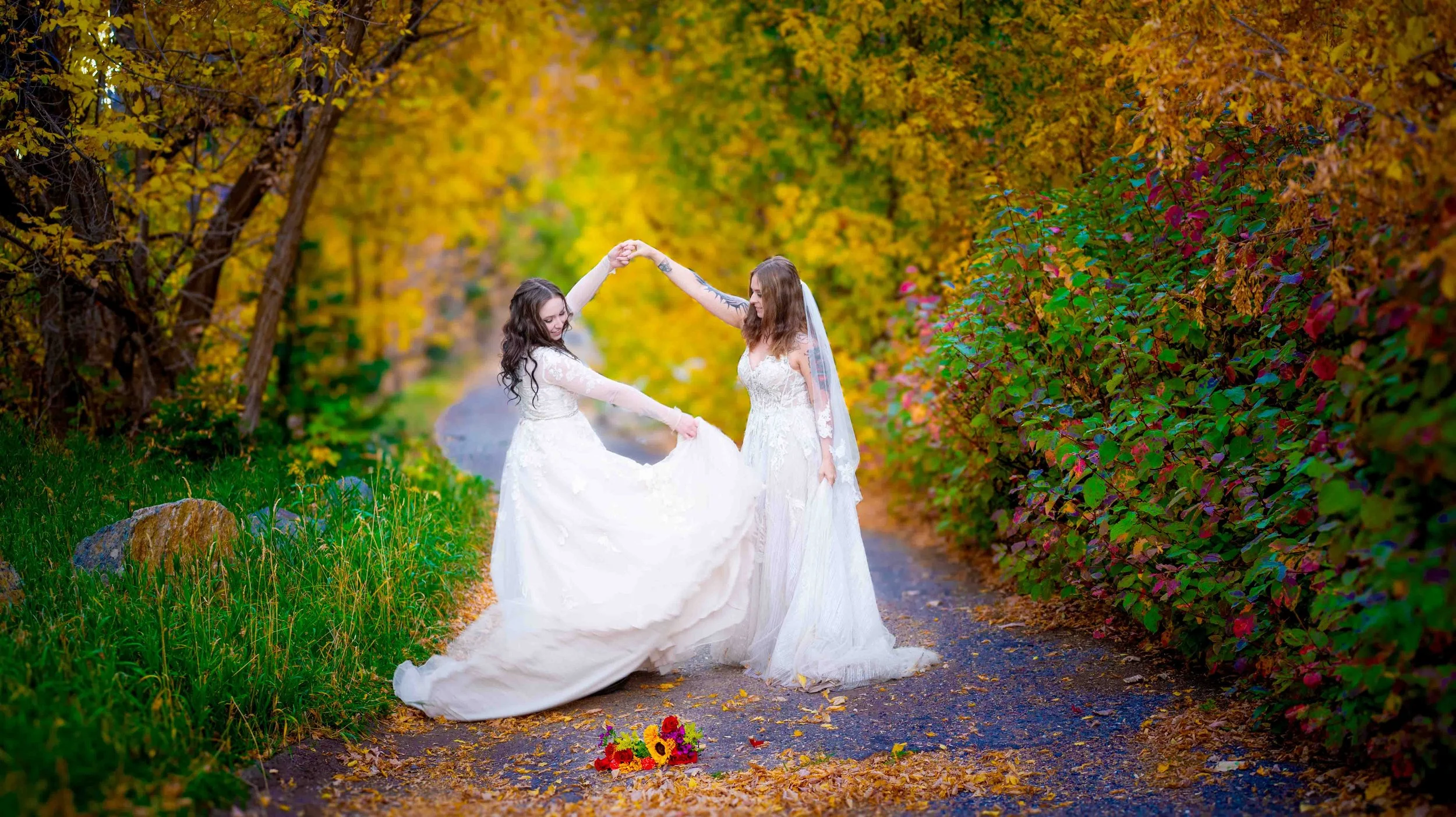 Two Brides Bridal in Fall
