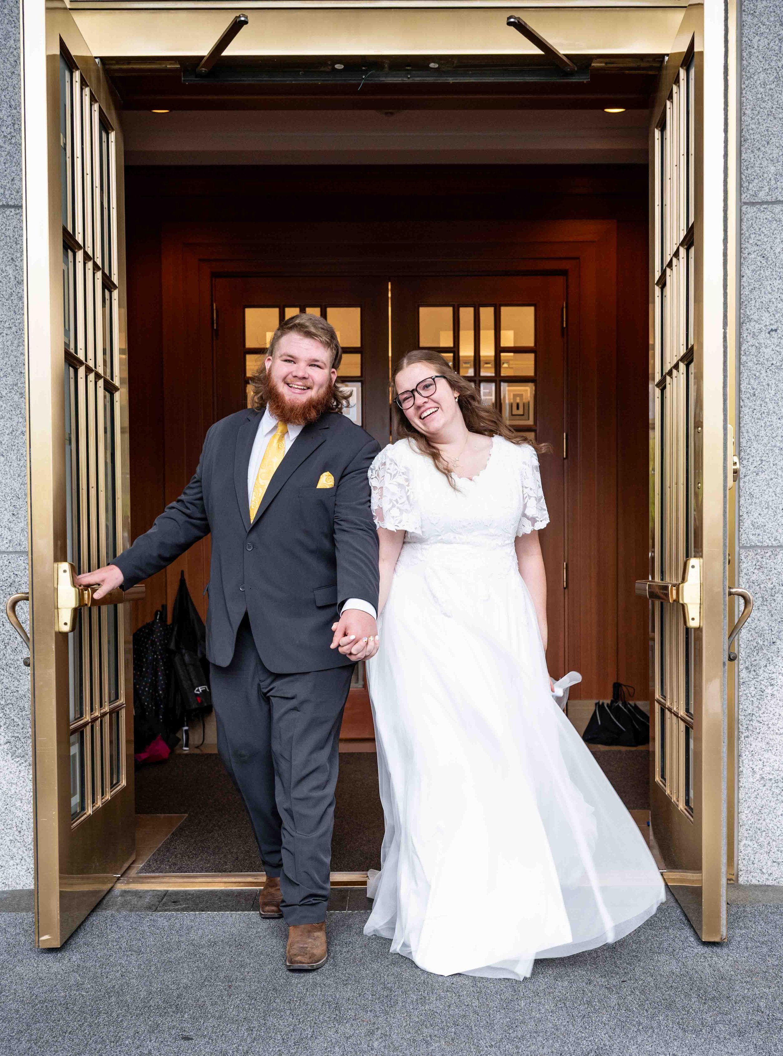 Bride and Groom Exit Draper Temple
