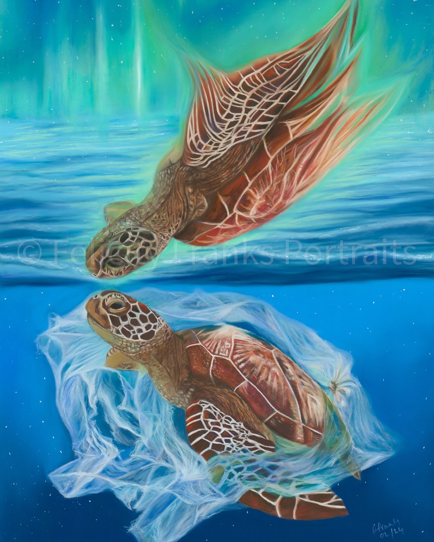 The Spirit of the Ocean 🐢🌊 something I drew last year, but haven&rsquo;t shared on here as it&rsquo;s so different to my usual work. But I have had so many compliments about this one from people who have seen it in person, that I felt I needed to f