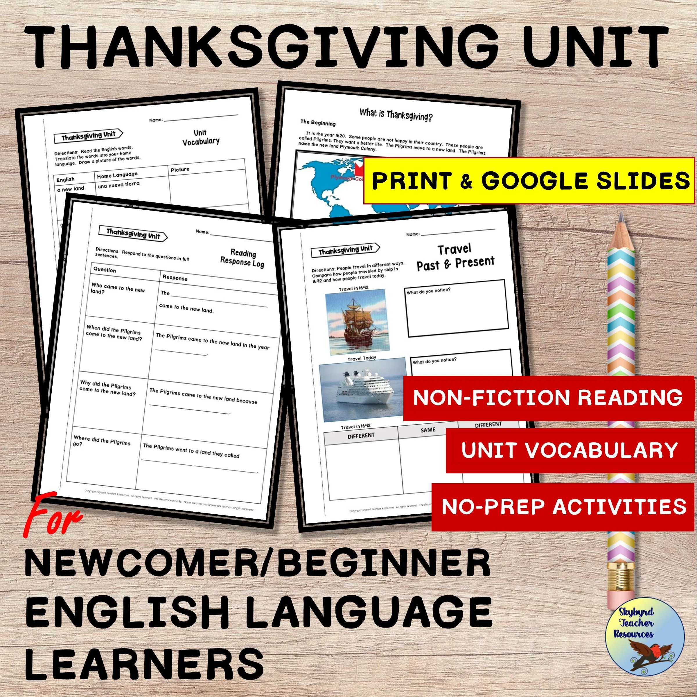 ESL Newcomers / Beginners Thanksgiving Unit