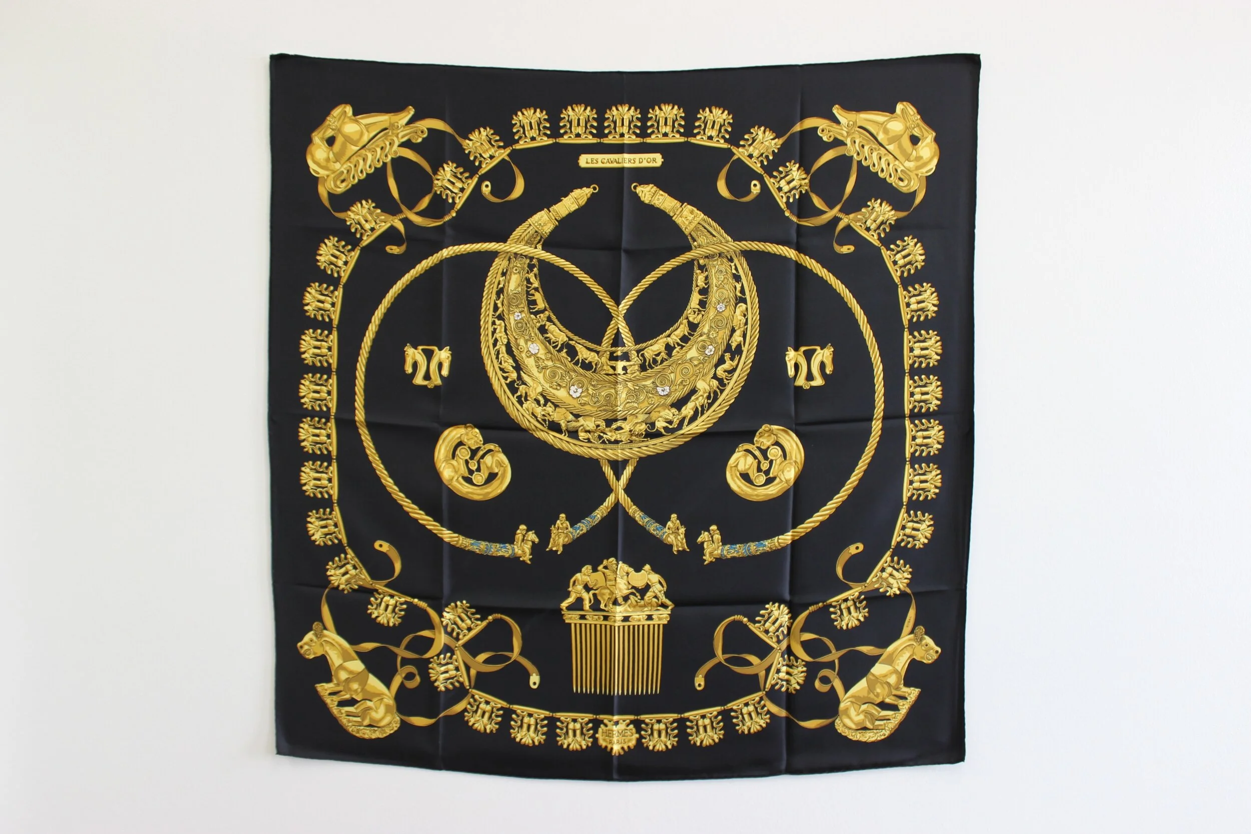 #0390 Hermès Silk "Les Cavaliers D'or" Scarf