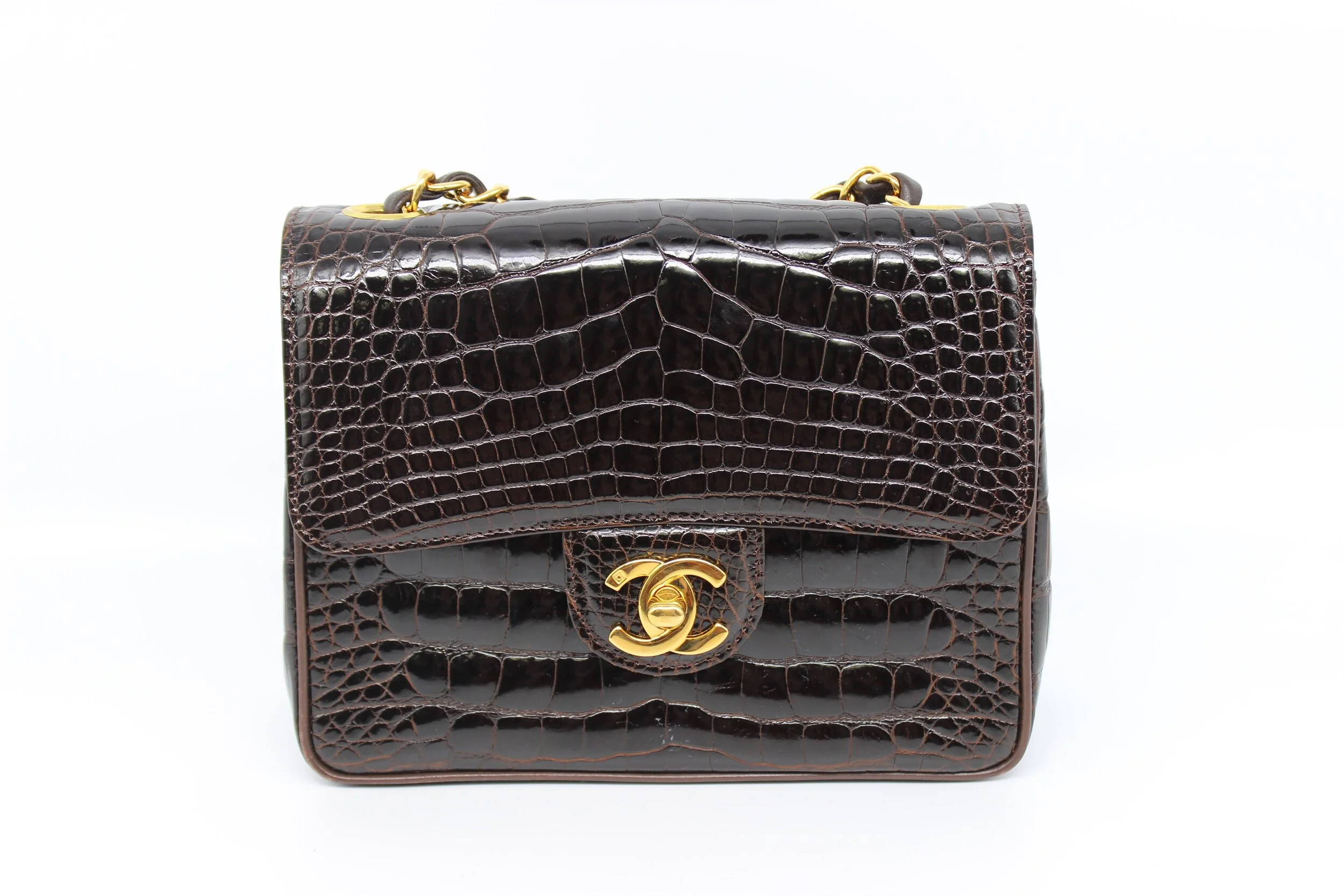 Mini Classic Flap in Brown Alligator