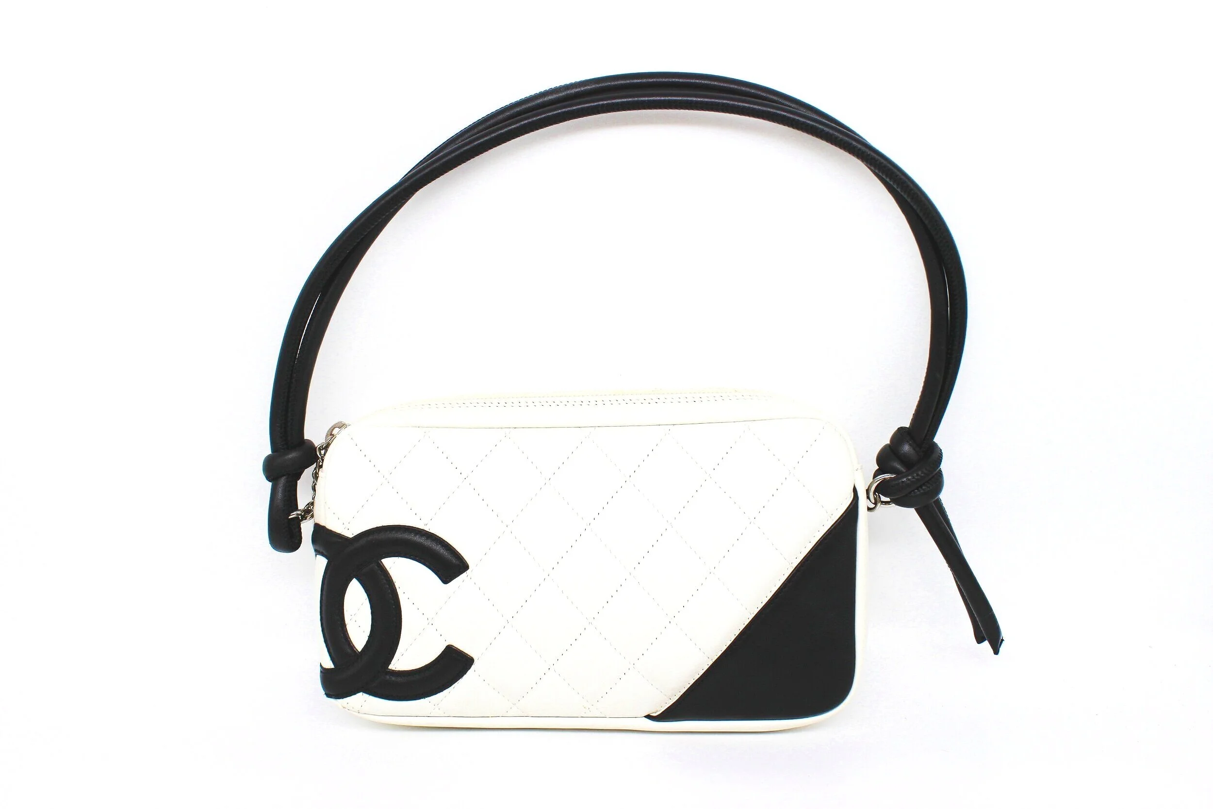 Chanel Cambon Pochette in White with Black