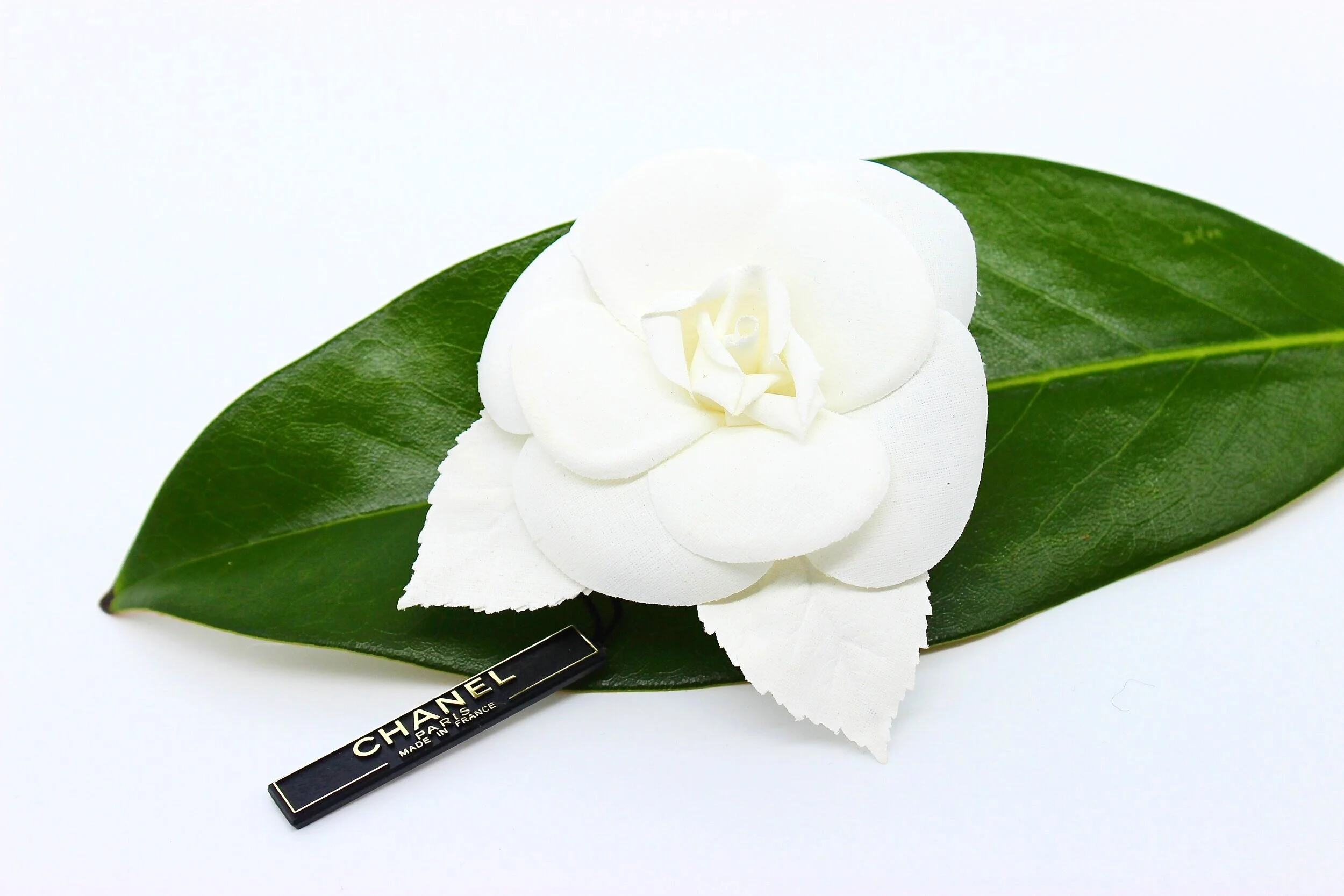 Chanel Camellia Brooch - White Fabric