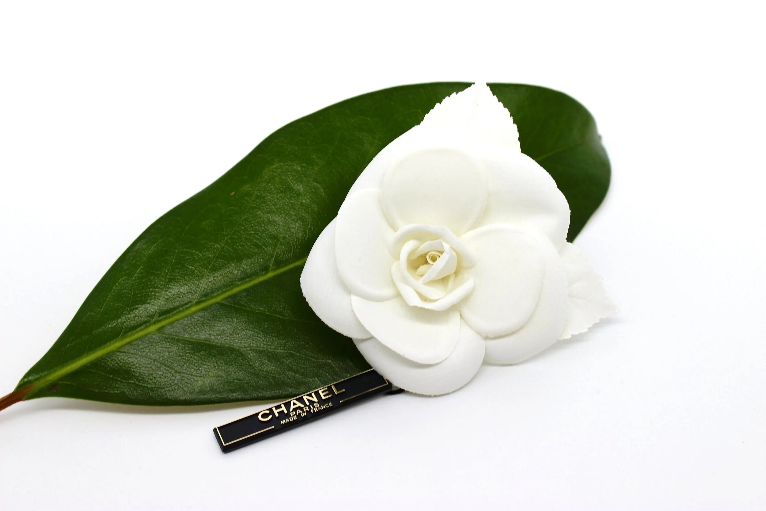 Chanel Camellia Brooch - White Fabric