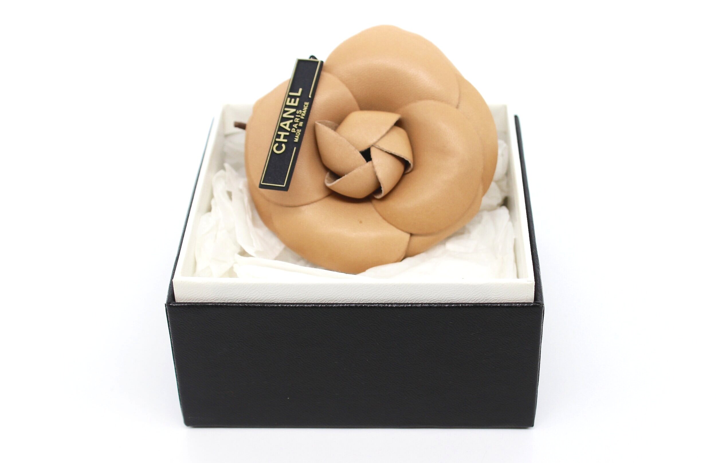 Chanel Camellia Brooch - Camel Leather