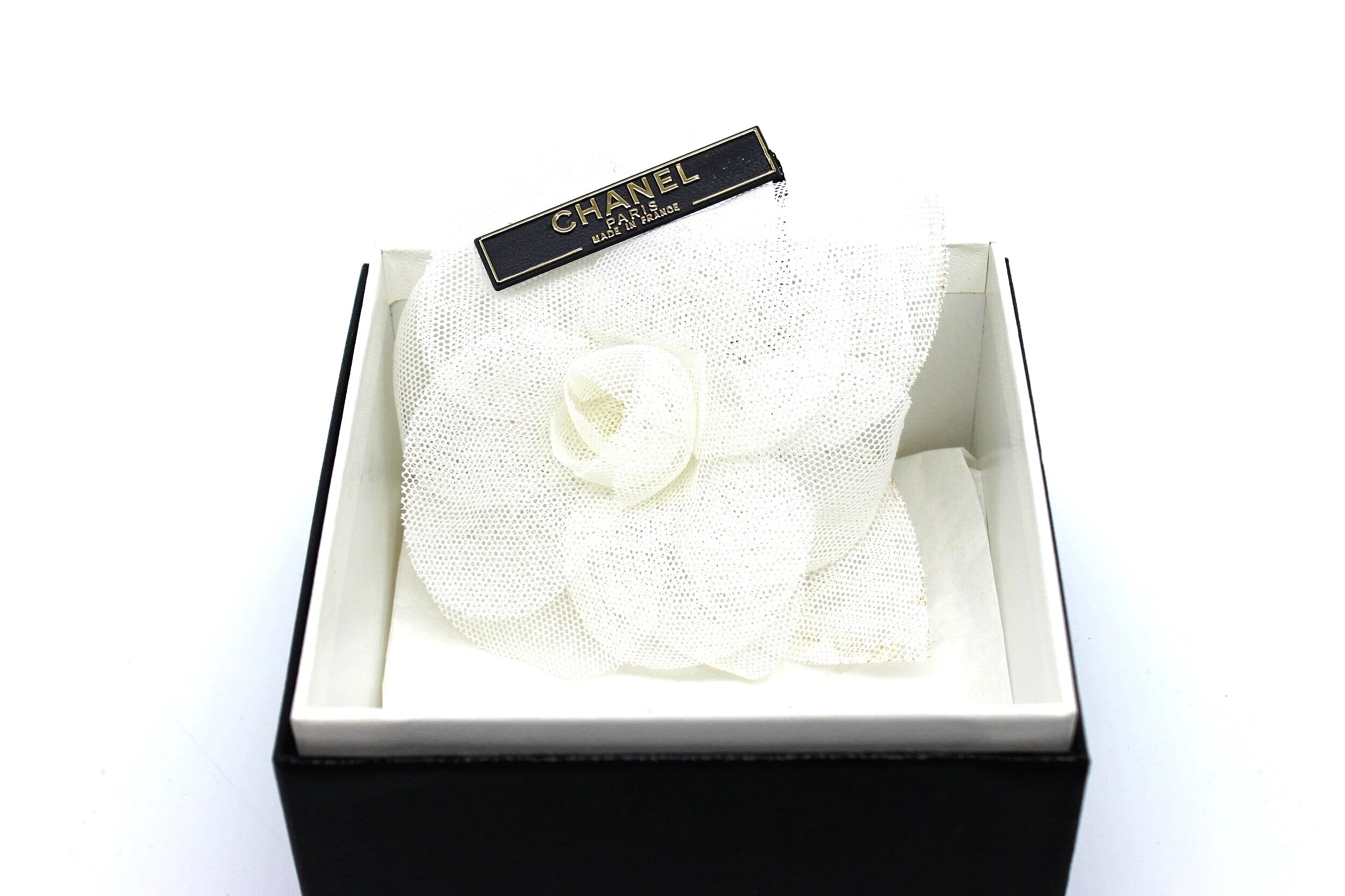 Chanel Camellia Brooch - White Netting
