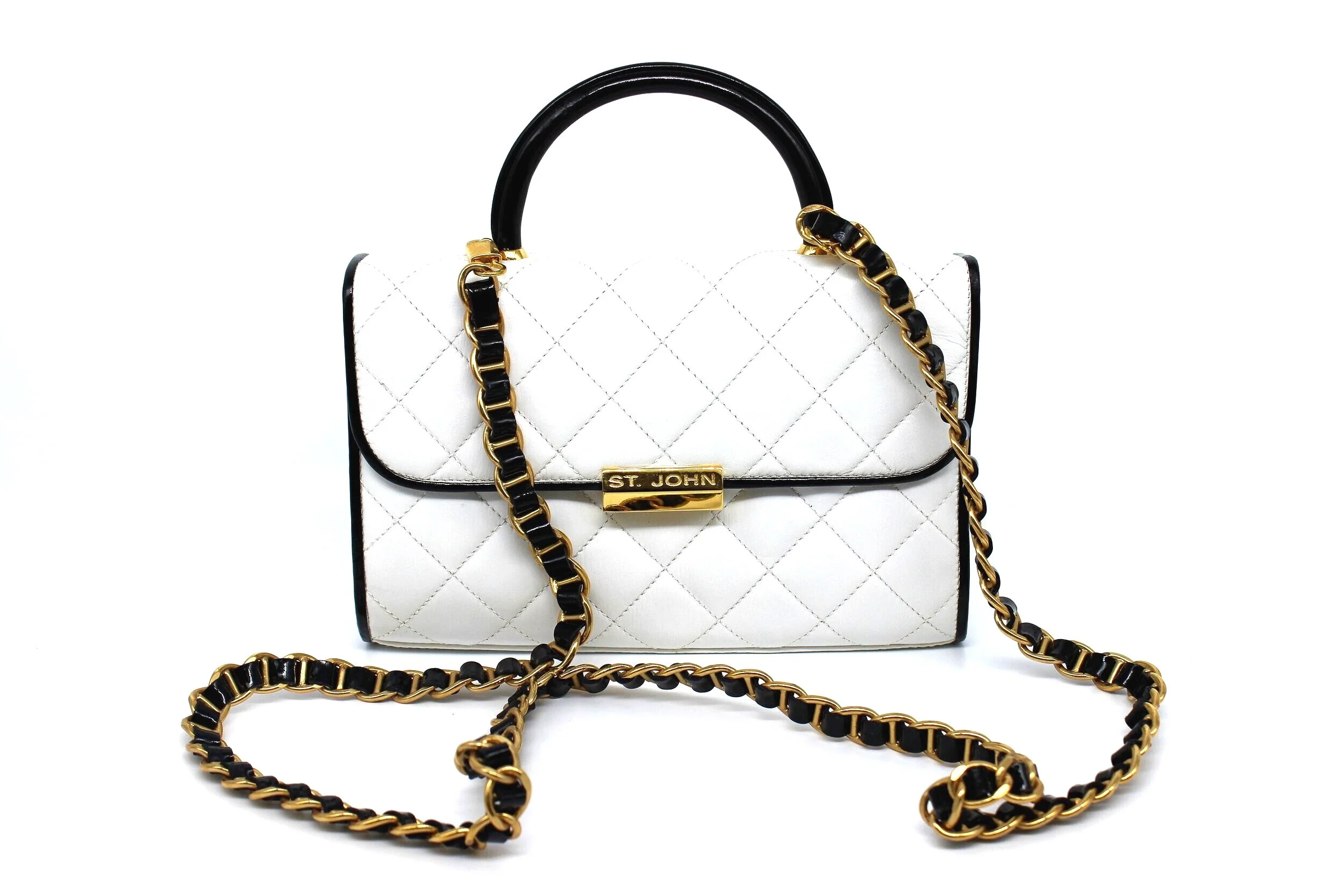 St. John Top Handle Bag with Shoulder Chain