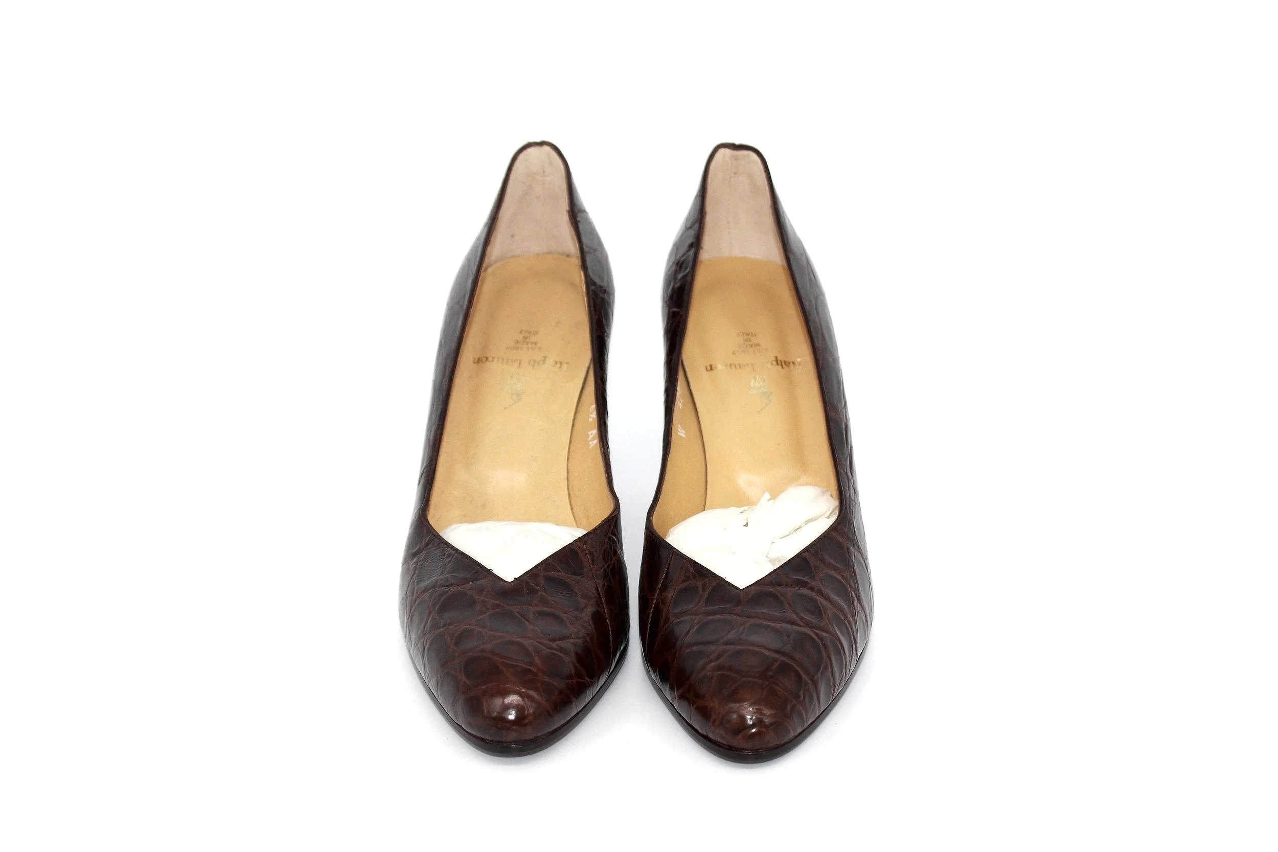 Ralph Lauren Pumps in Brown Crocodile