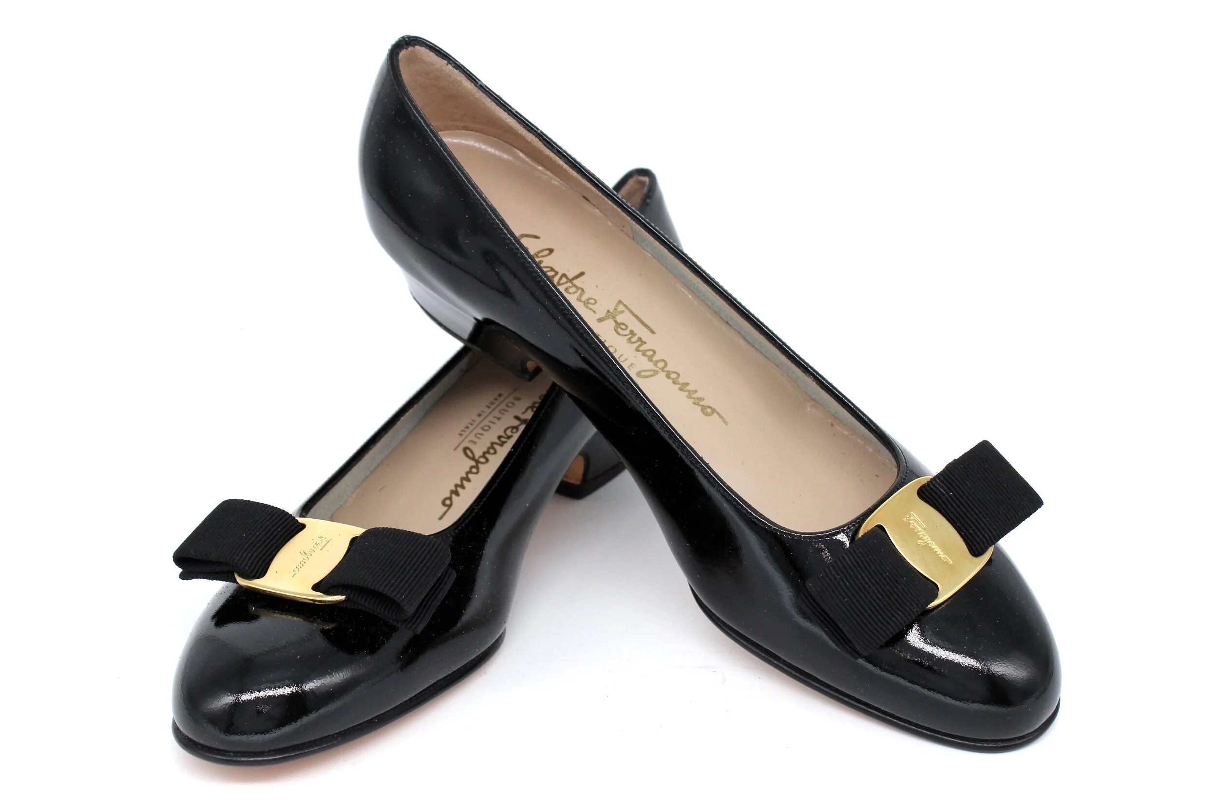 Ferragamo Lillaz in Black Patent Leather