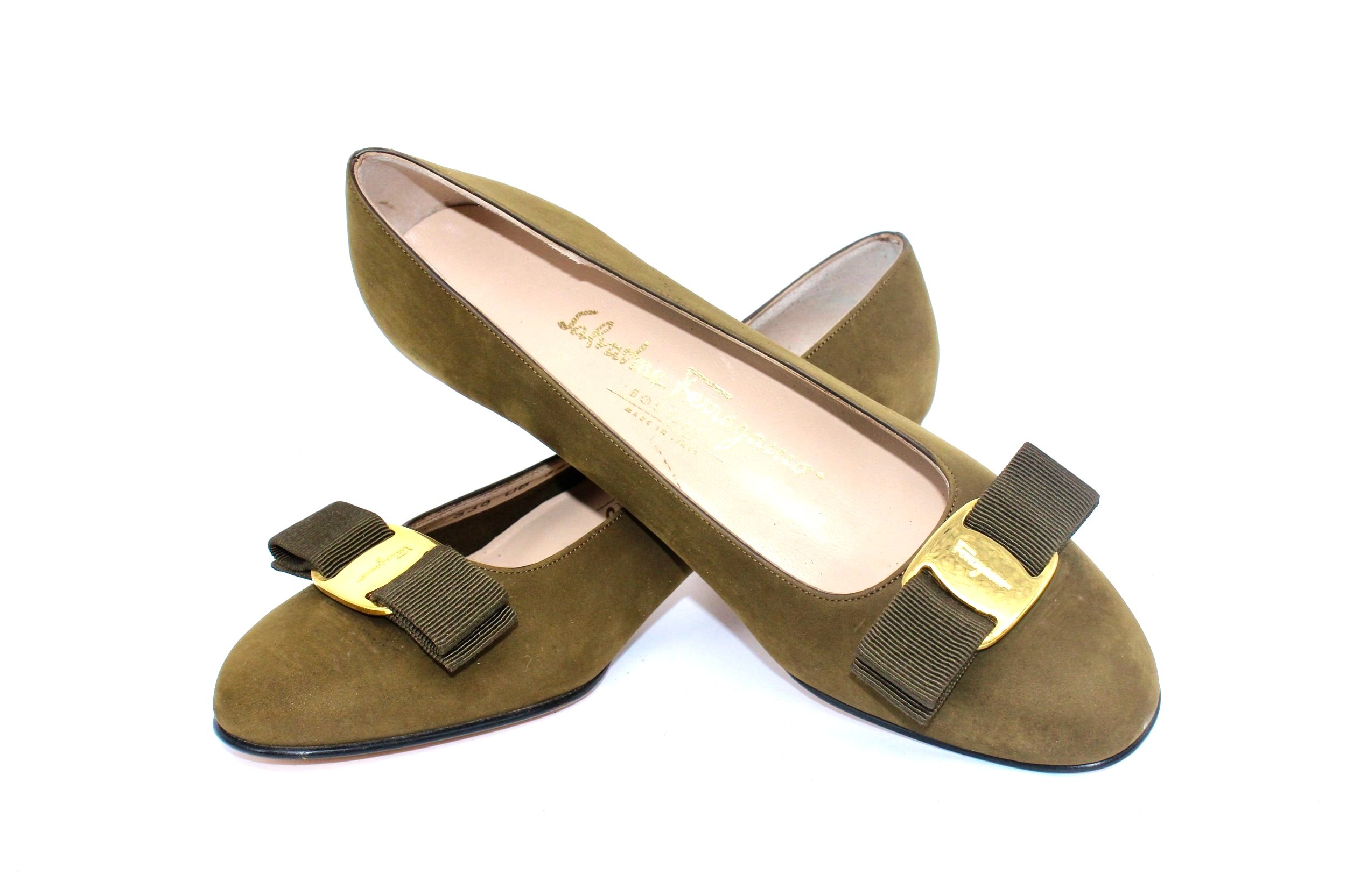 Ferragamo Lillaz in Olive Green Nabuck