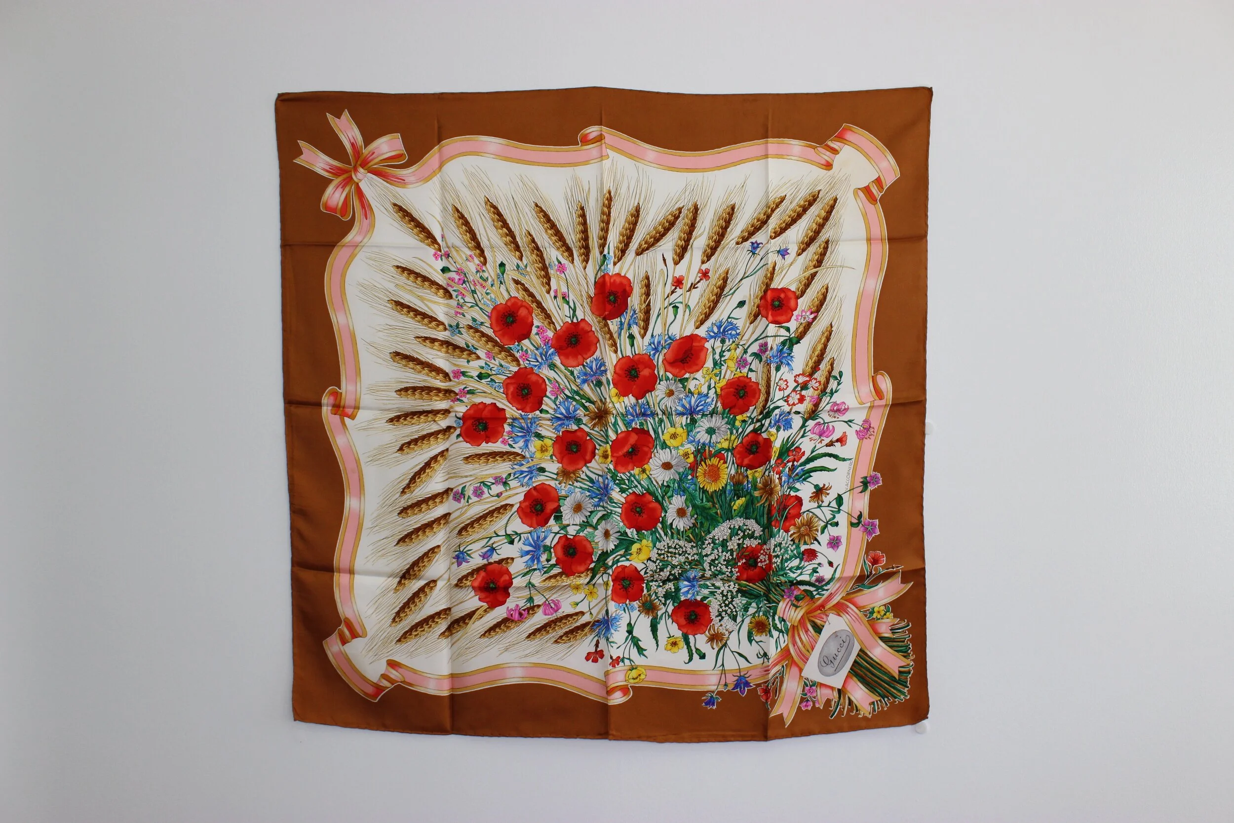 #0346 Gucci Silk Wildflowers Motif Scarf