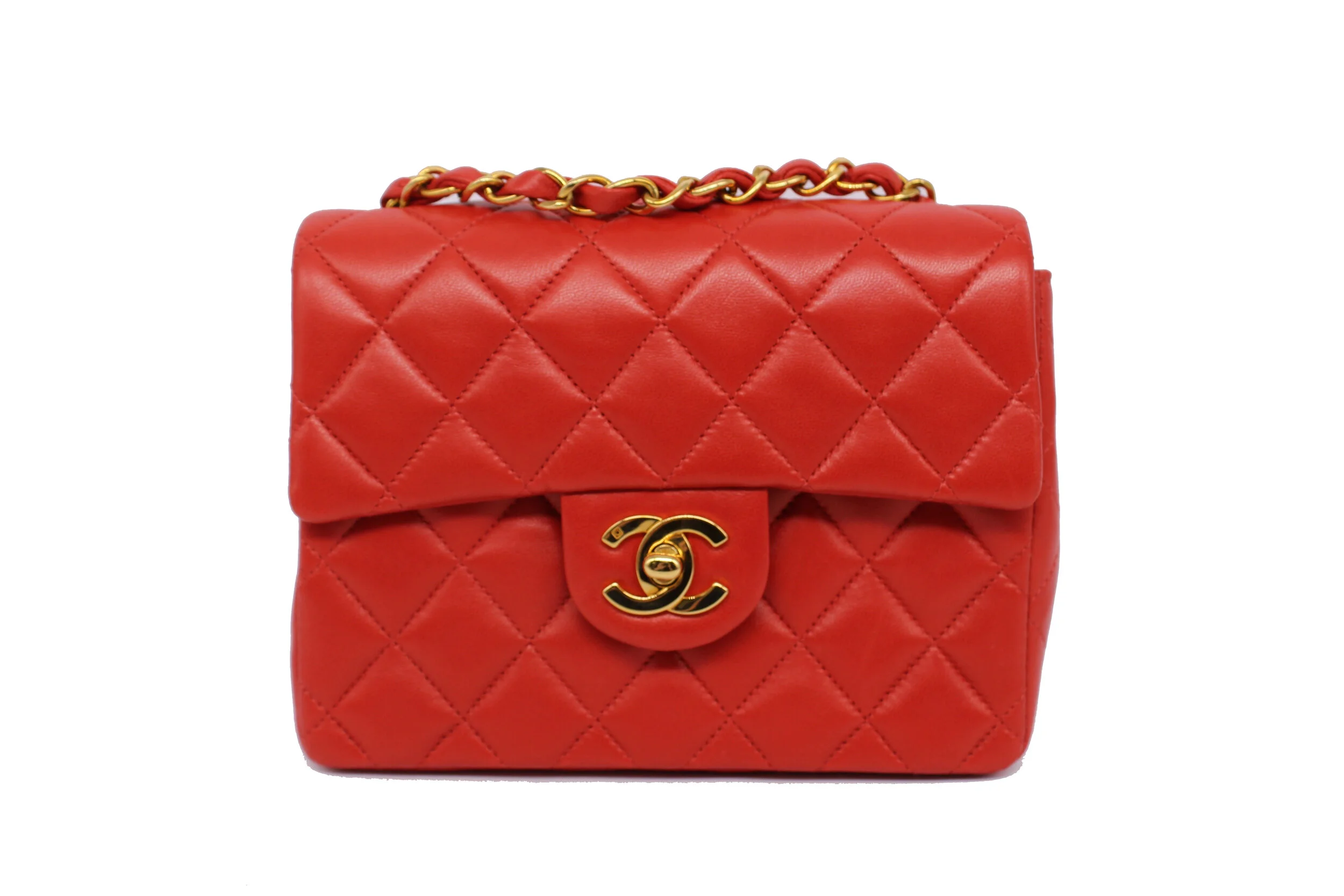 Chanel Mini Classic Flap in "Orange" Red