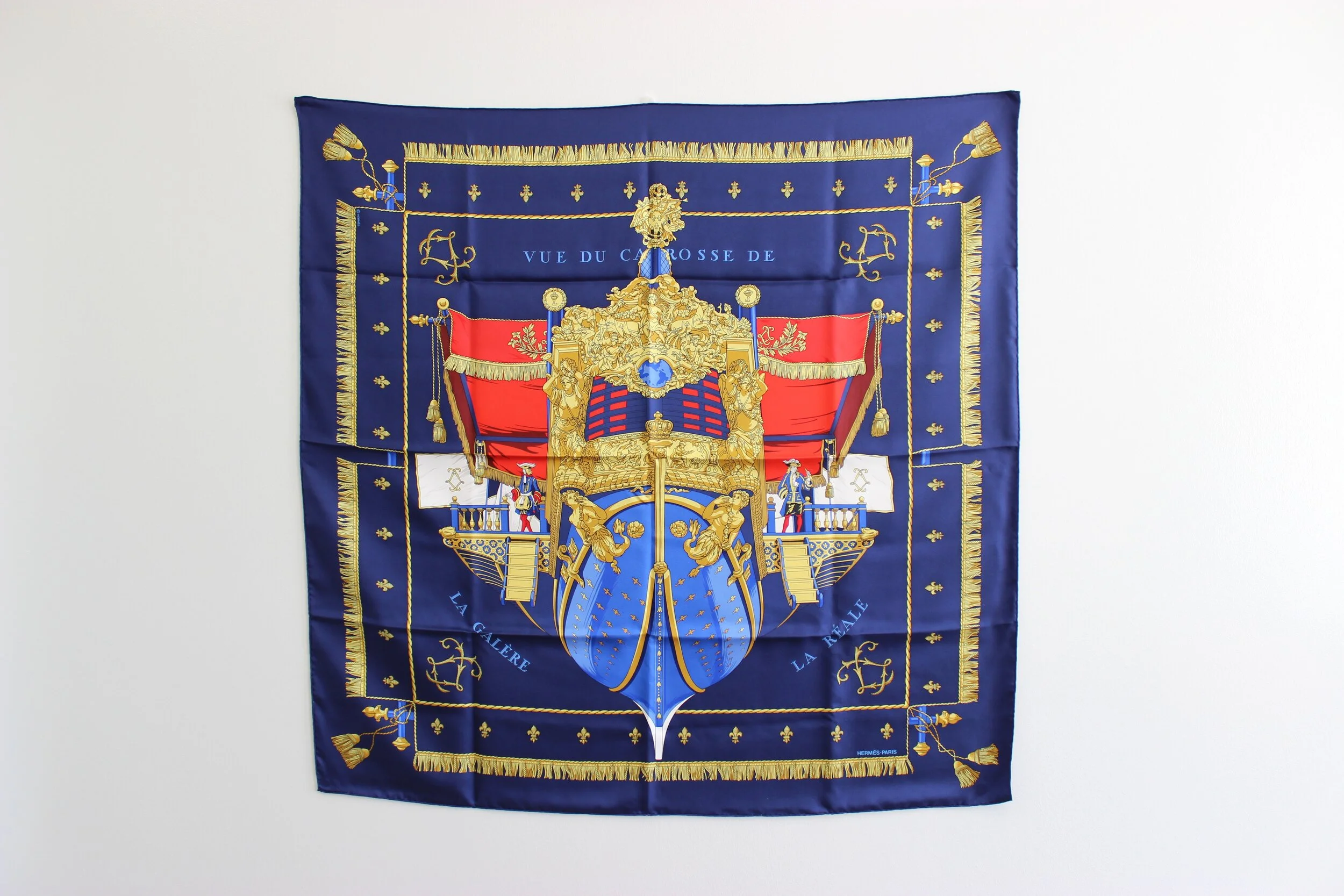 #0442 Hermès Silk "Vue du Carosse de La Gallère  La Réal" Scarf