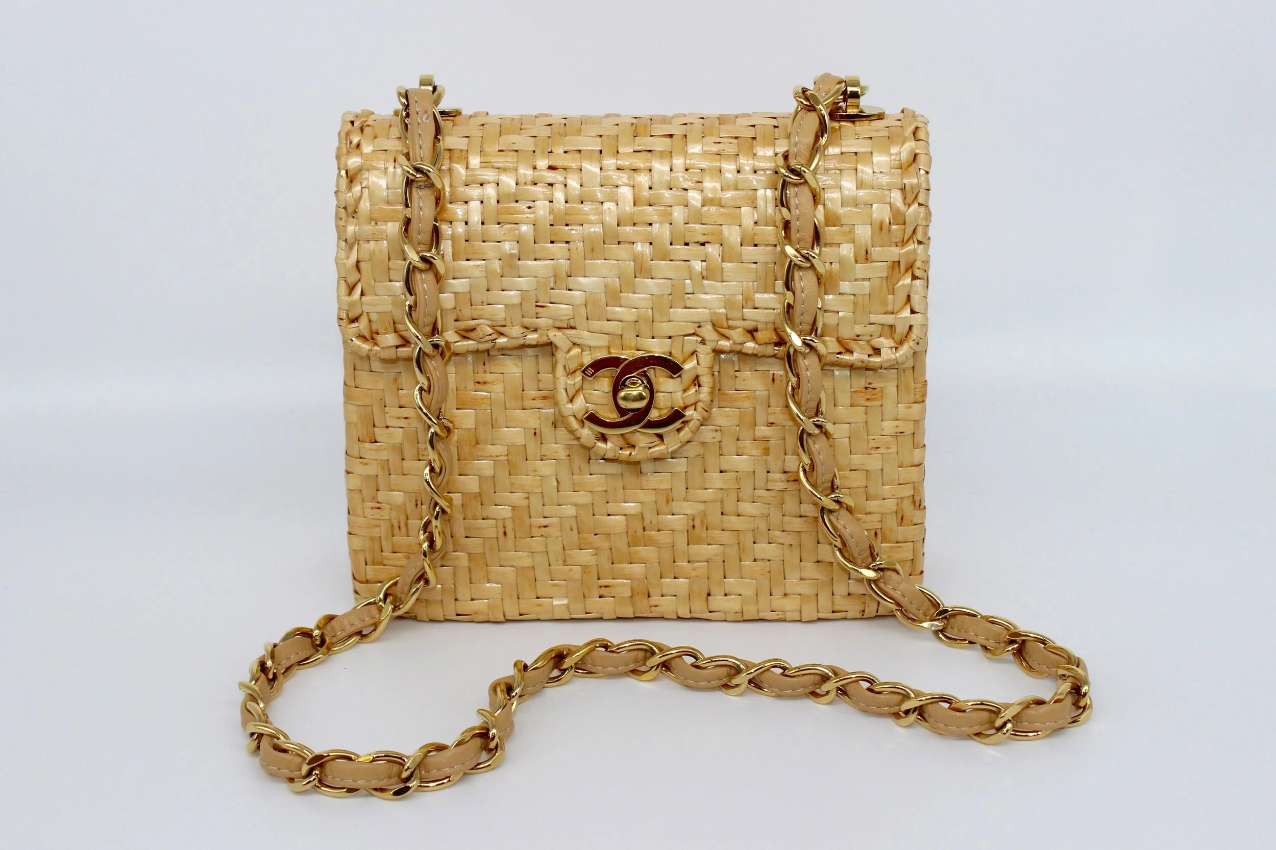 Mini Classic Flap in Natural Rattan Wicker