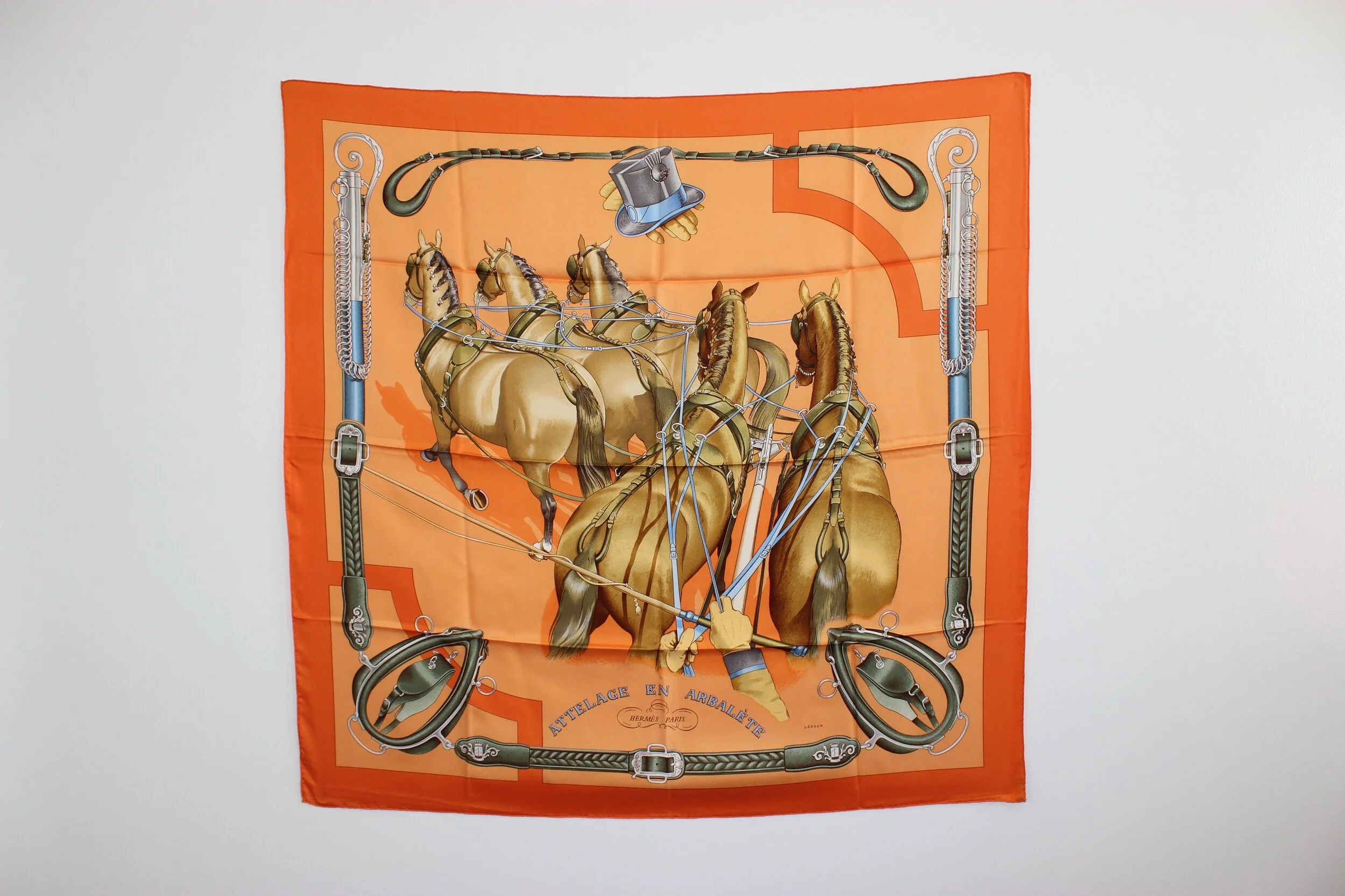 #0409 Hermès Silk "Attelage en Arbalète" Scarf