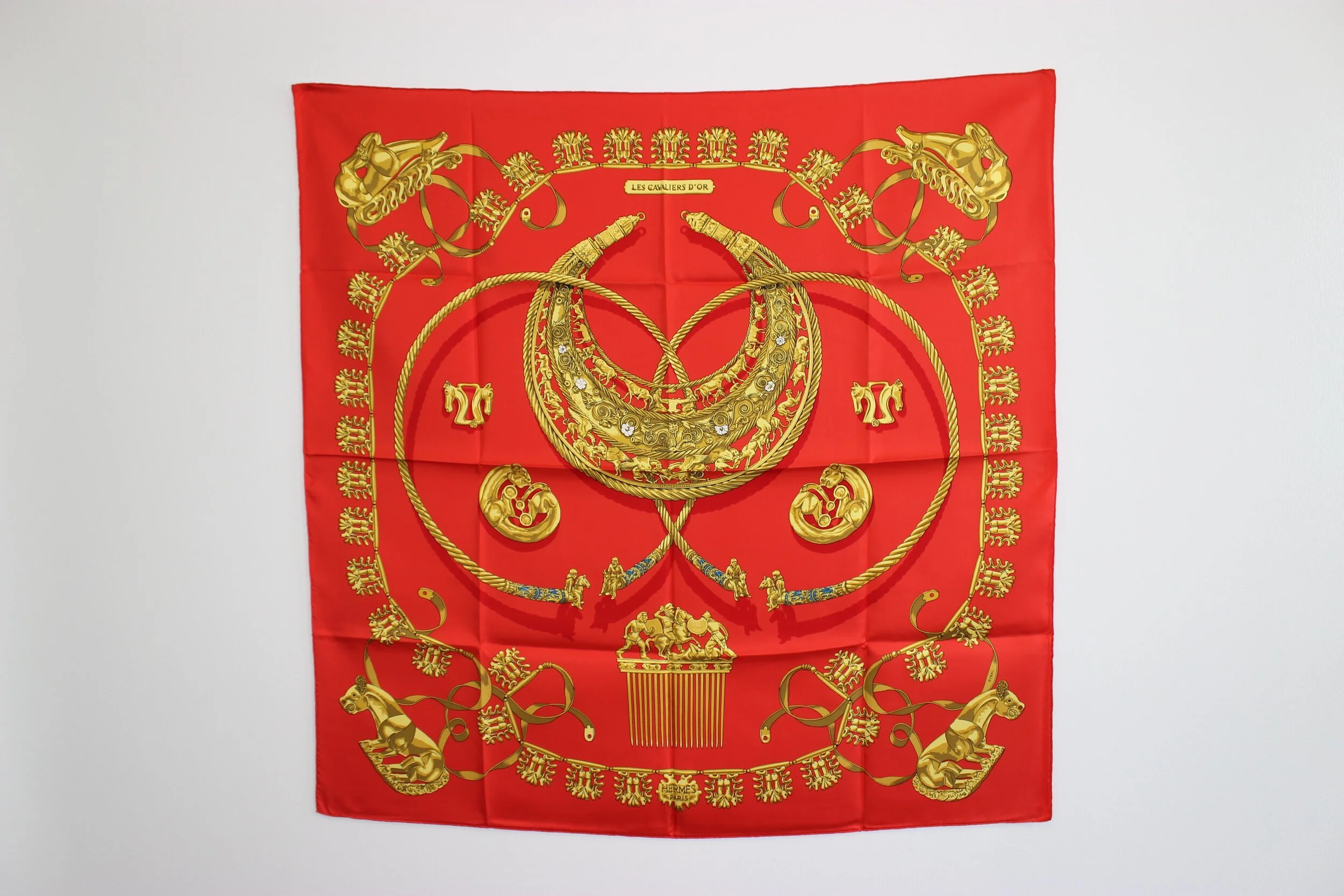 #0380 Hermès Silk "Les Cavaliers D'or" Scarf