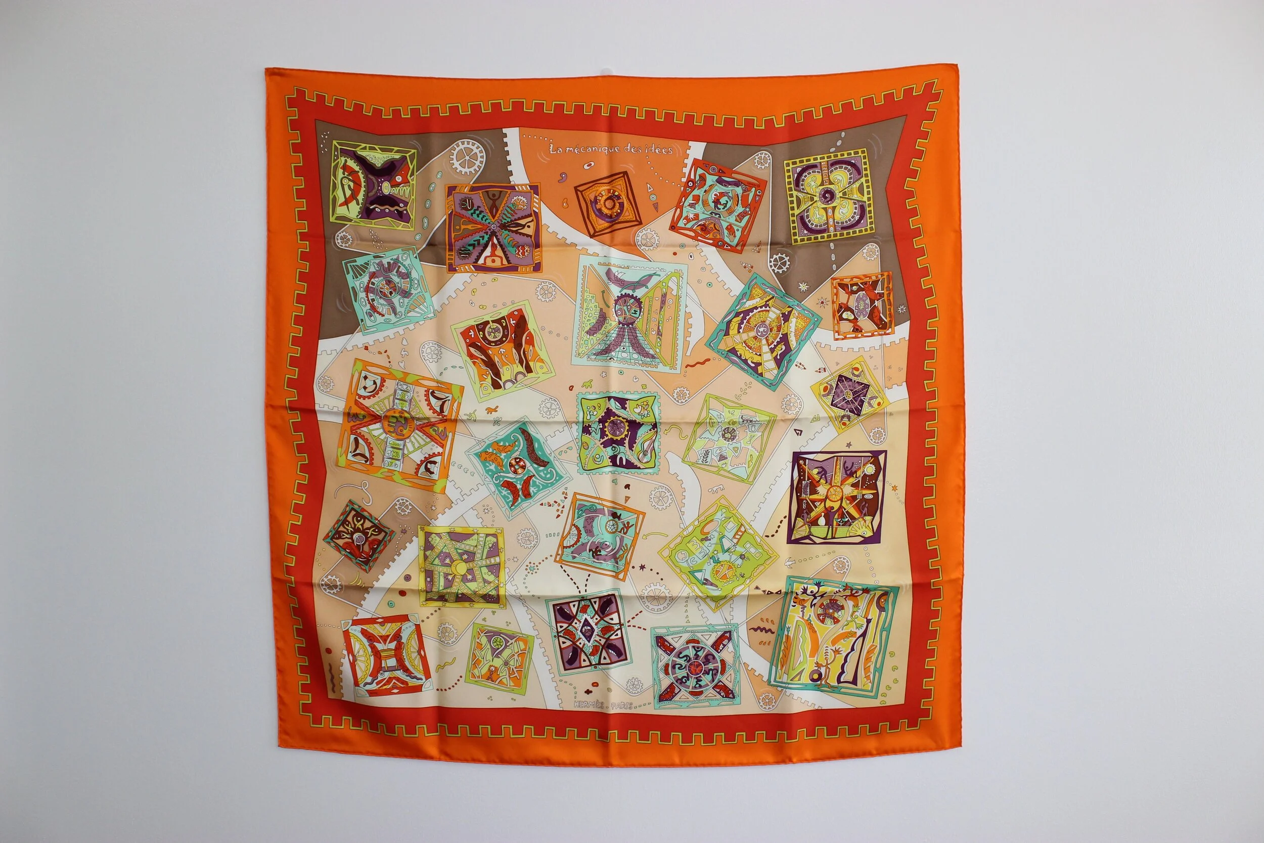 #0455 Hermès Silk "La Méchanique des Idées" Scarf