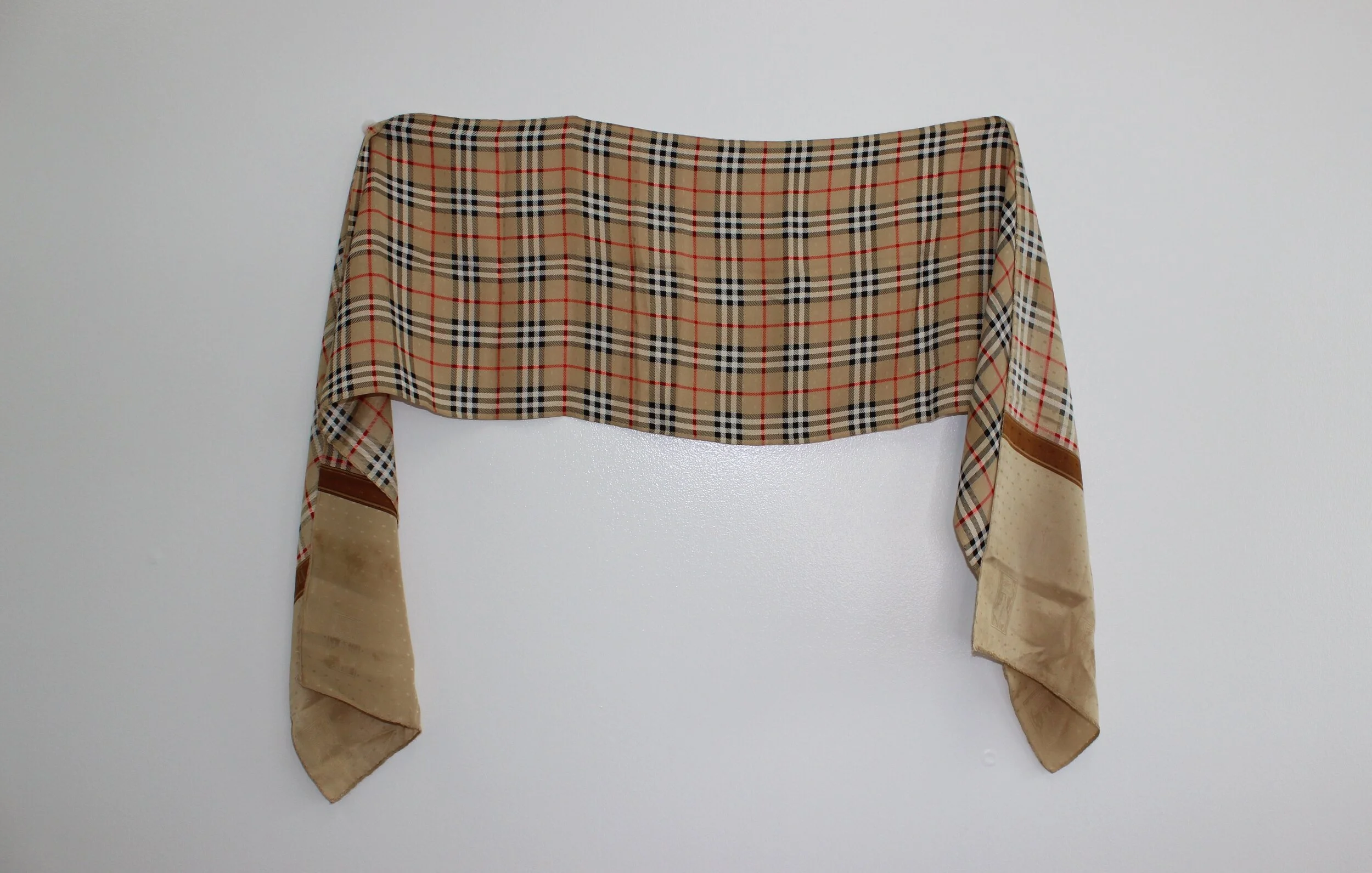 #0343 Burberry Nova Check Long Silk Scarf