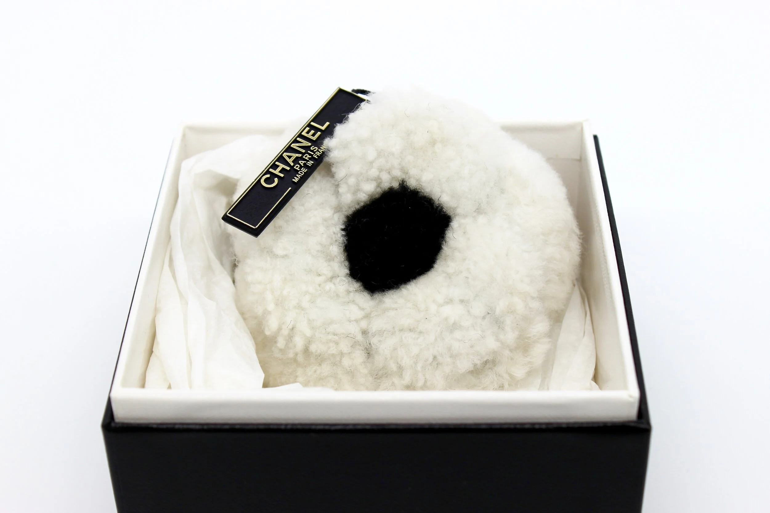 Chanel Camellia Brooch - Black and White Fleece