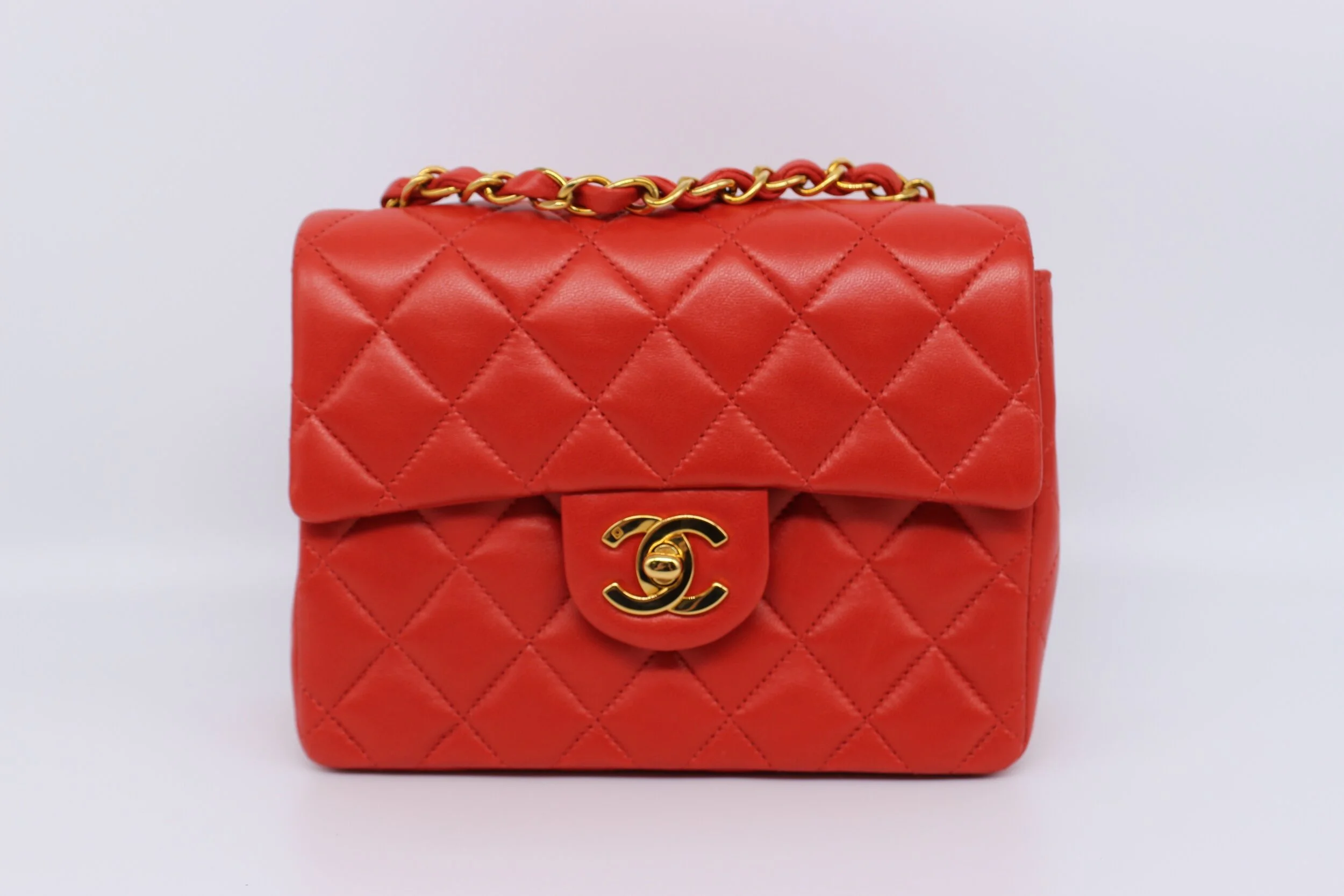 Mini Classic Flap in "Orange" Red